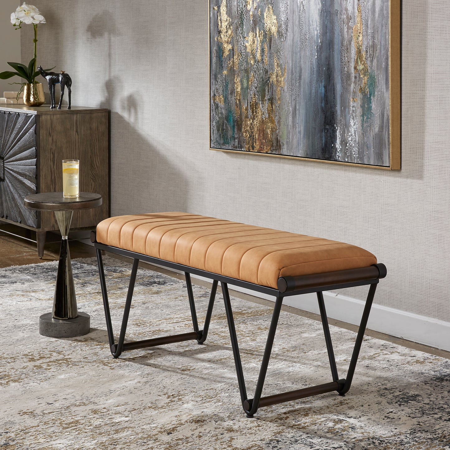 Uttermost 23679 Woodstock Mid-Century Bench