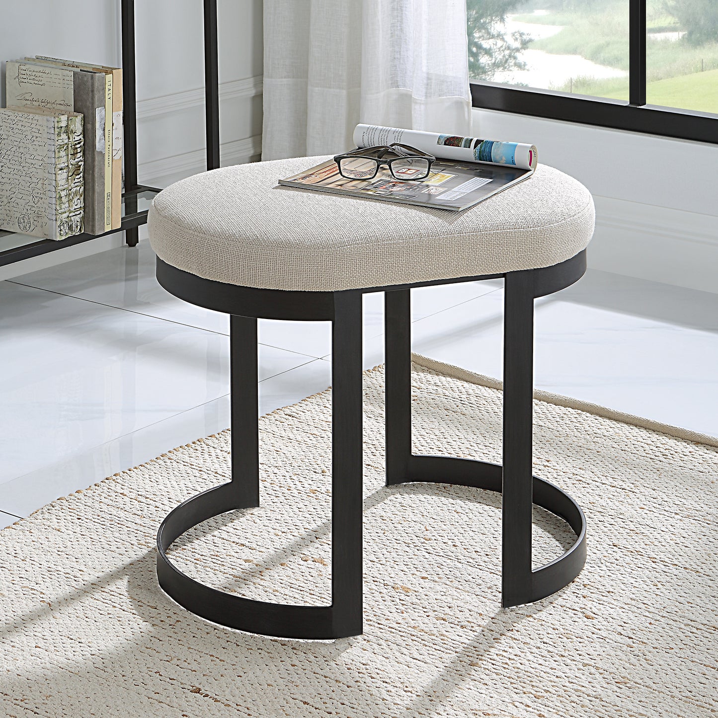 Uttermost 23697 Infinity Black Accent Stool