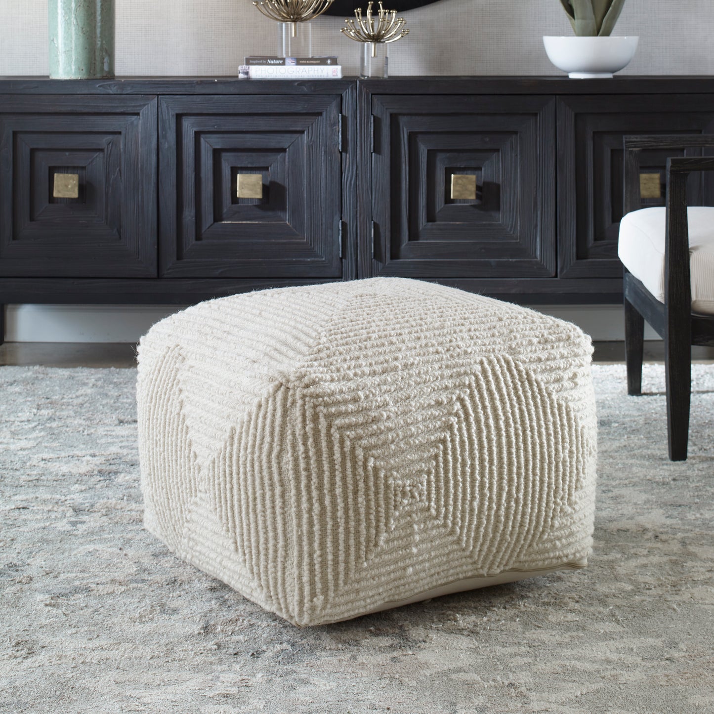 Uttermost 23971 Sovanna Geometric Pouf