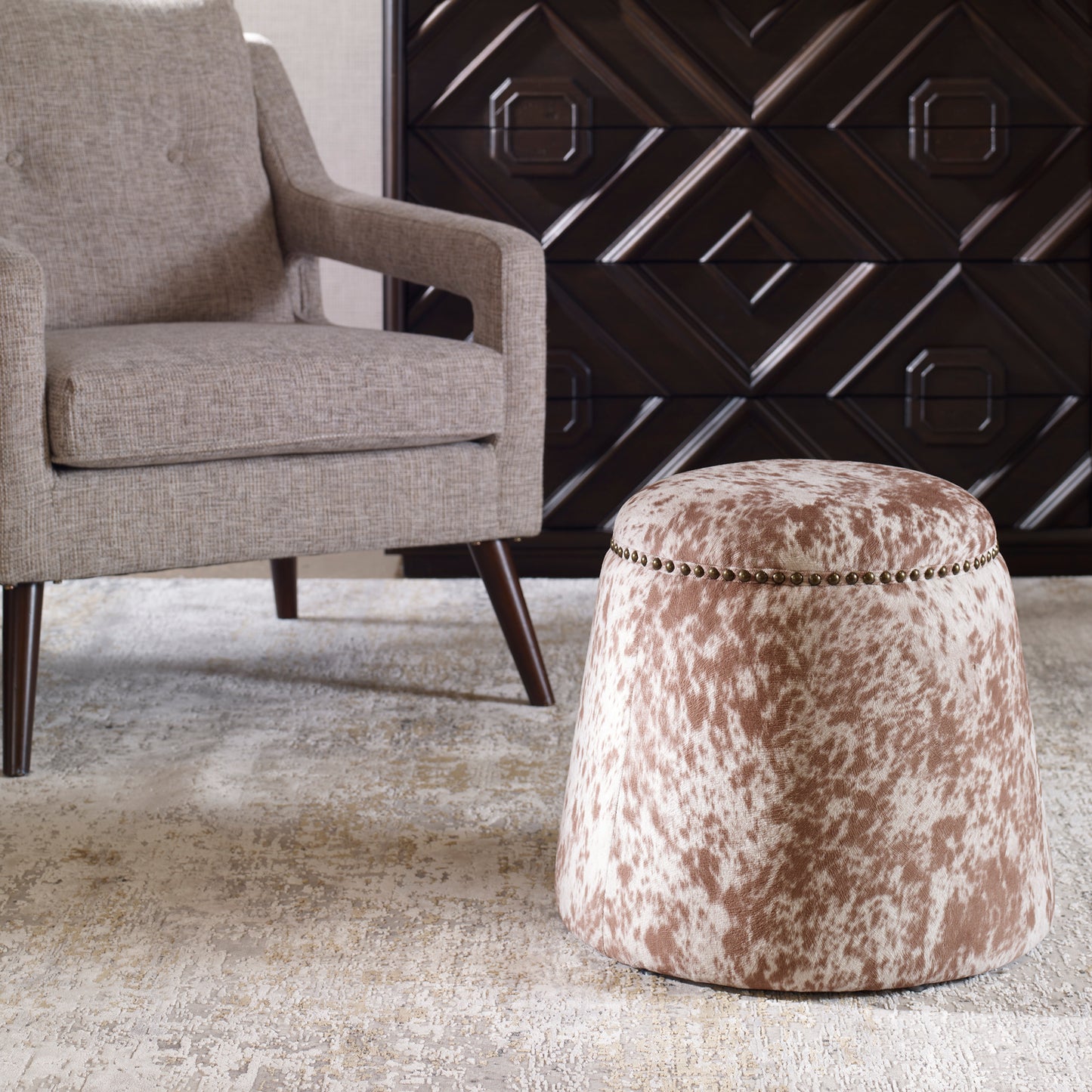 Uttermost 23725 Gumdrop Cow Hide Ottoman