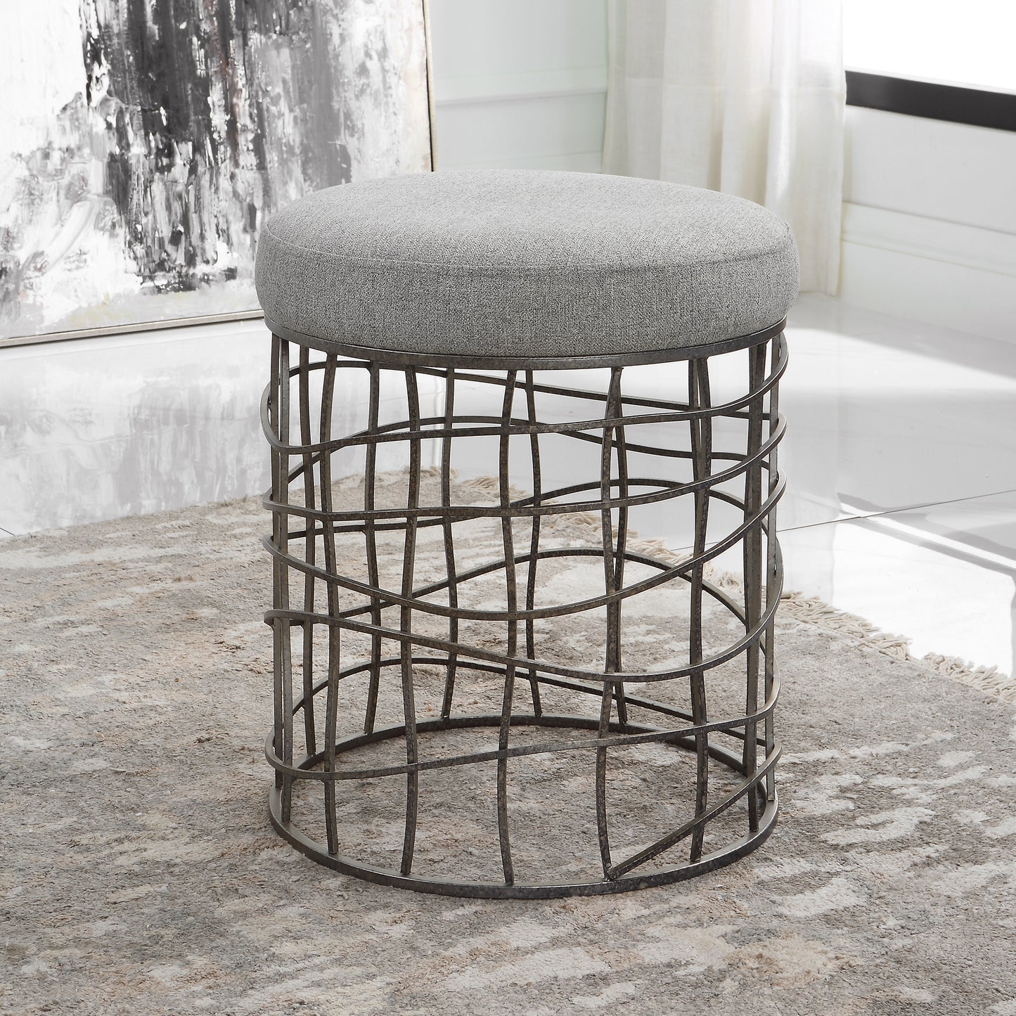 Uttermost 23748 Carnival Iron Round Accent Stool