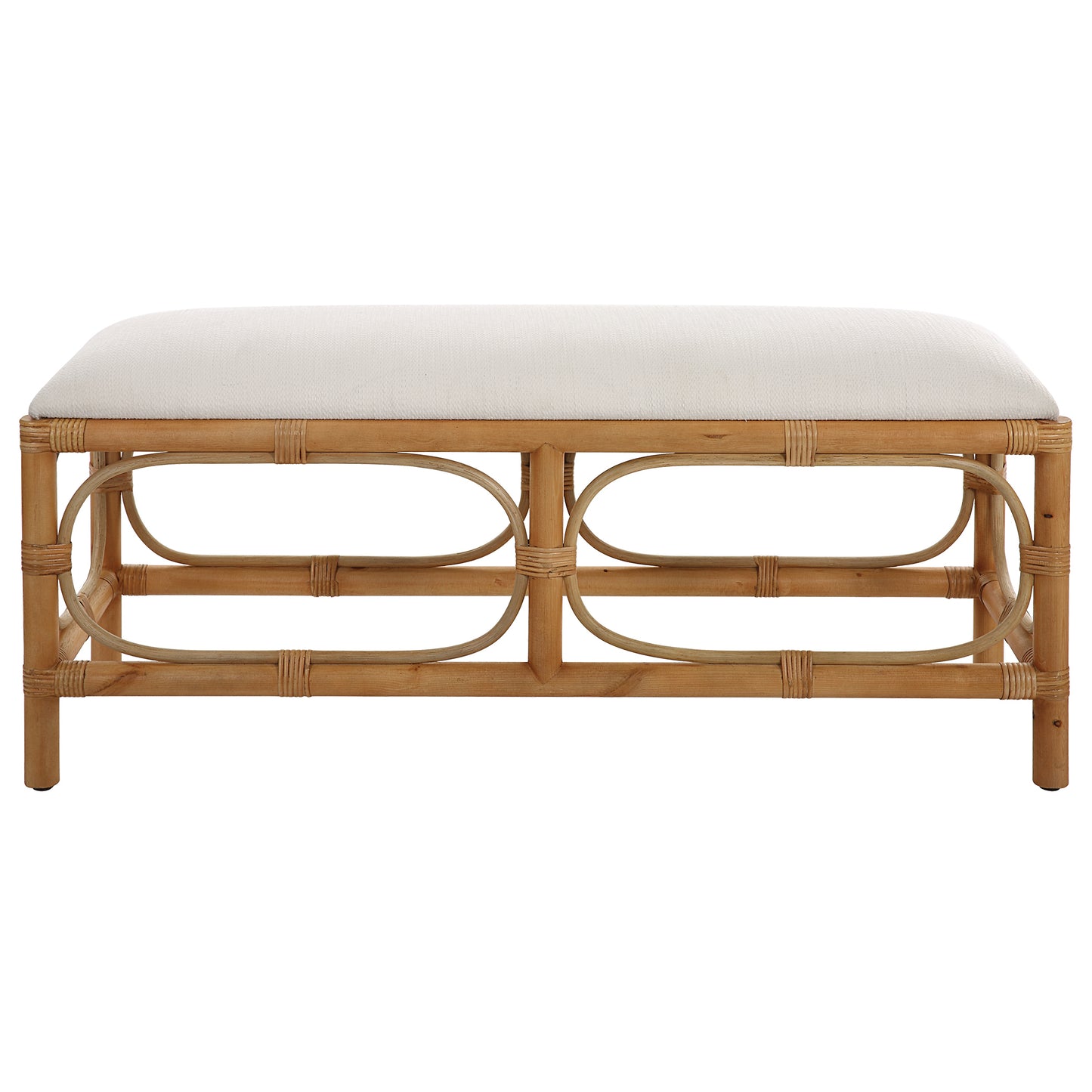 Uttermost 23755 Laguna White Fabric Rattan Bench