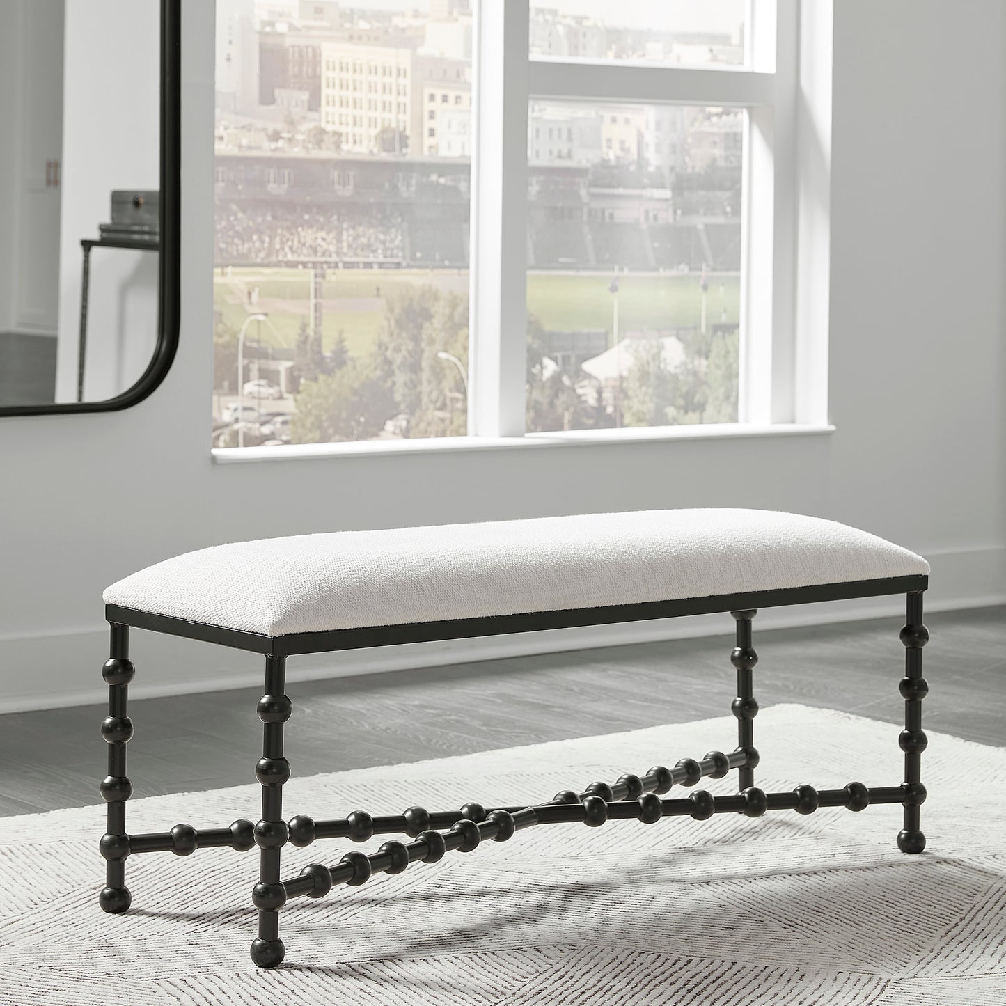 Uttermost 23756 Iron Drops Cushioned Bench