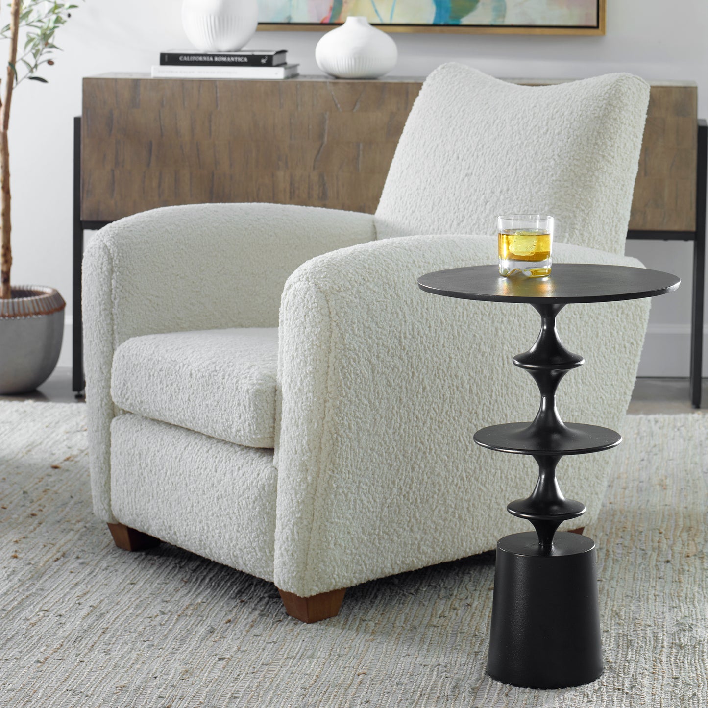 Uttermost 22921 Flight Textured Black Accent Table
