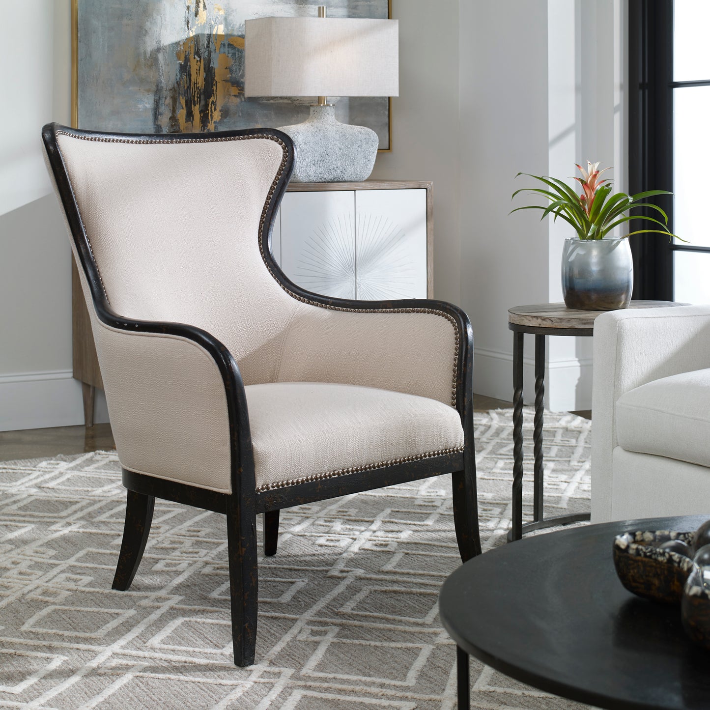 Uttermost 23073 Sandy Wing Back Armchair