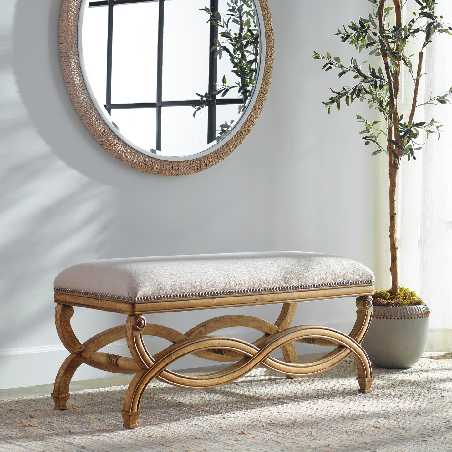 Uttermost 23075 Karline Natural Linen Bench