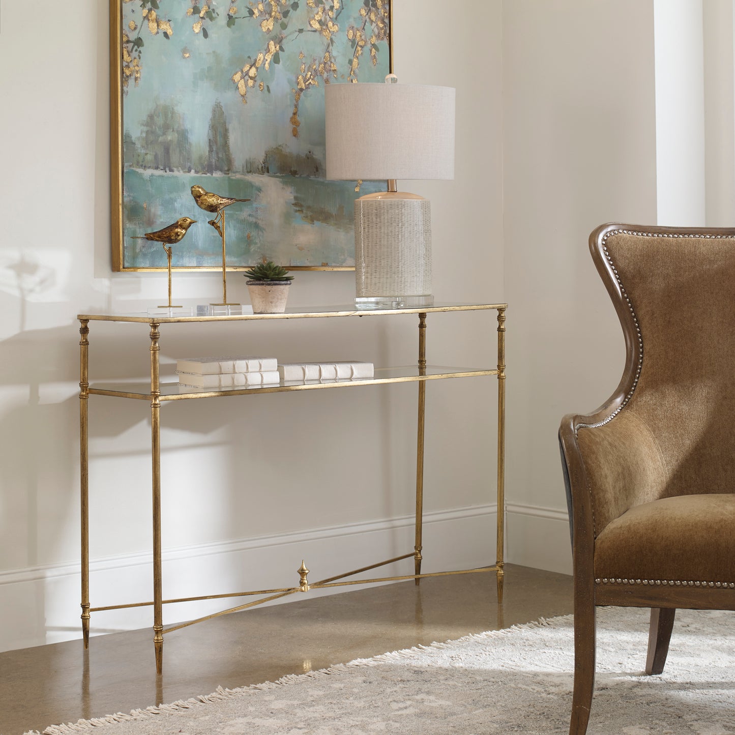 Uttermost 24278 Henzler Mirrored Glass Console Table