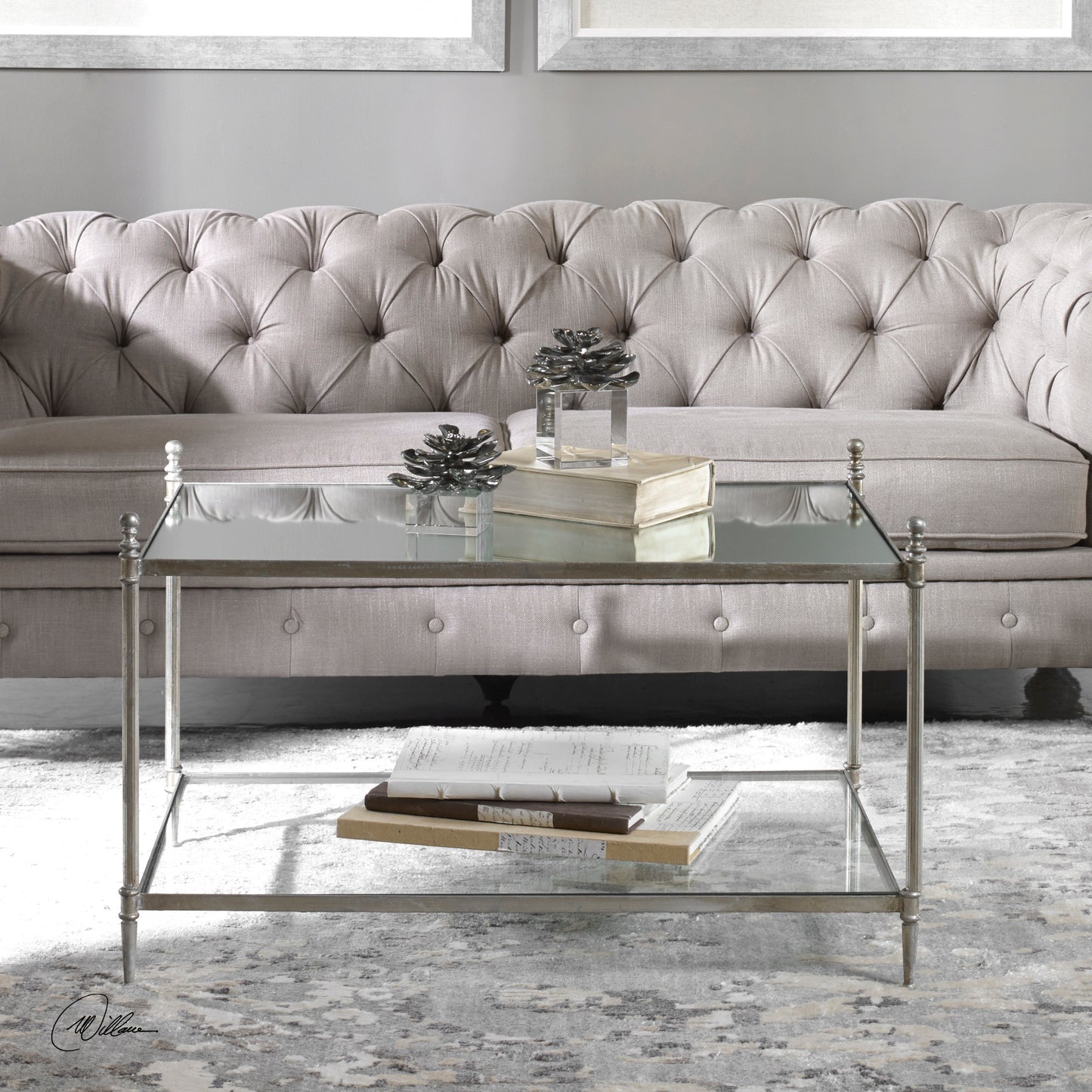 Uttermost 24281 Gannon Mirrored Glass Coffee Table