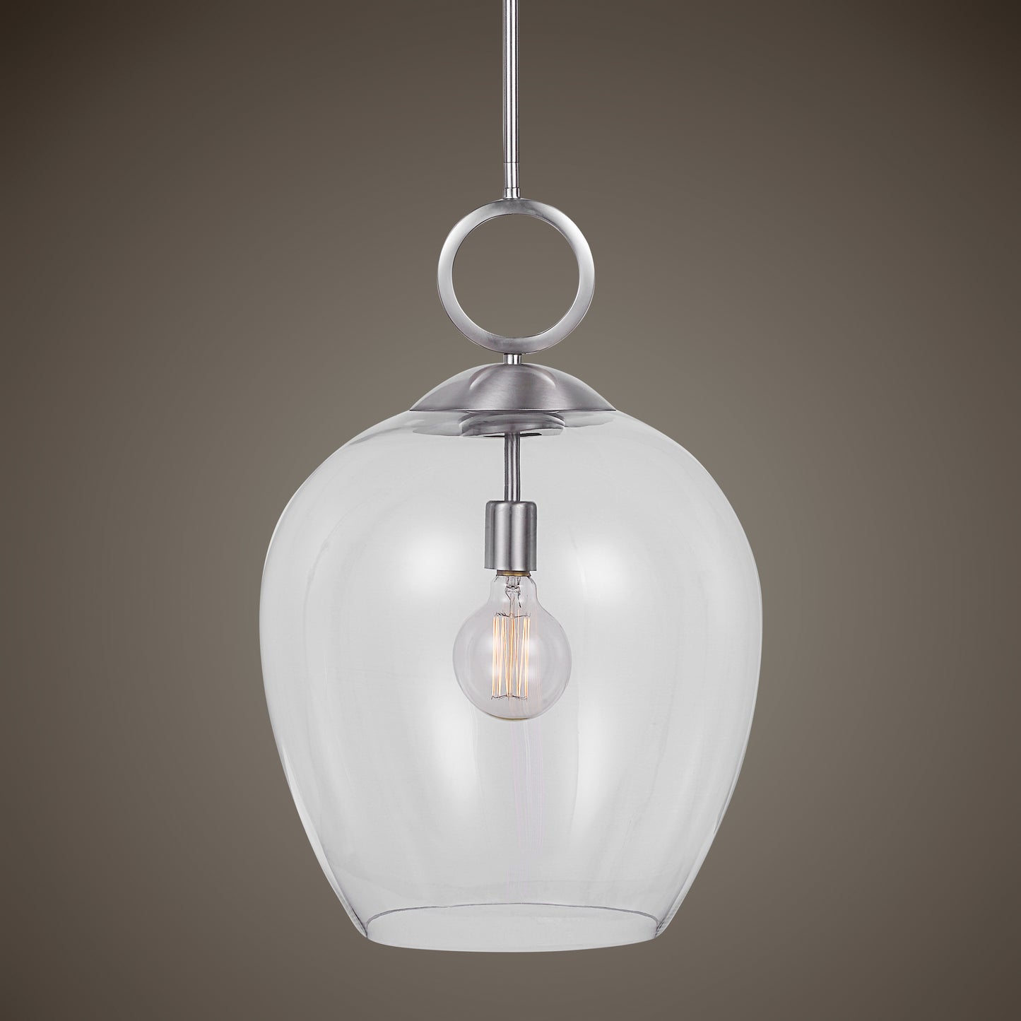 Uttermost 22169 Calix Nickel 1 Light Glass Pendant