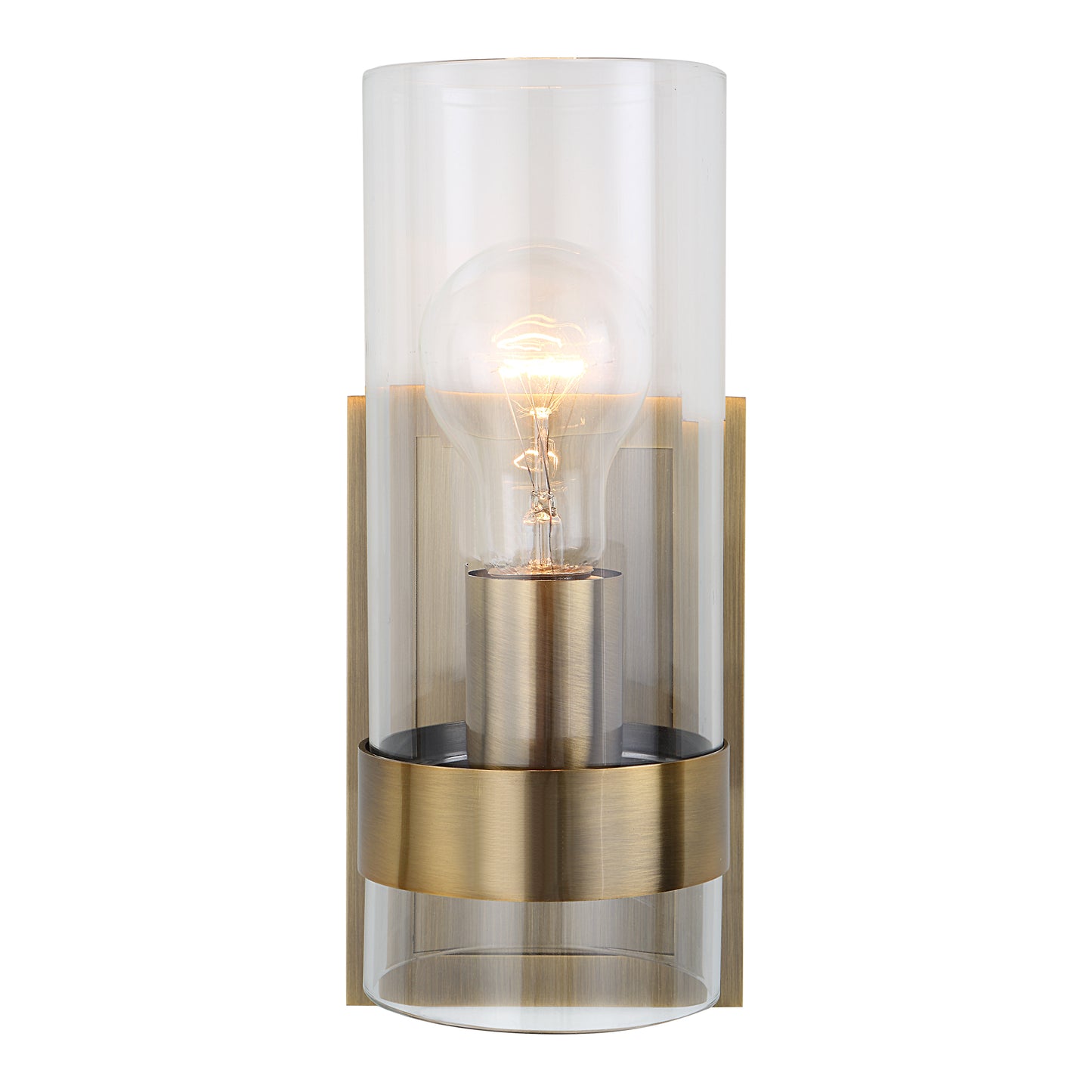 Uttermost 22549 Cardiff Antique Brass 1 Light Cylinder Sconce