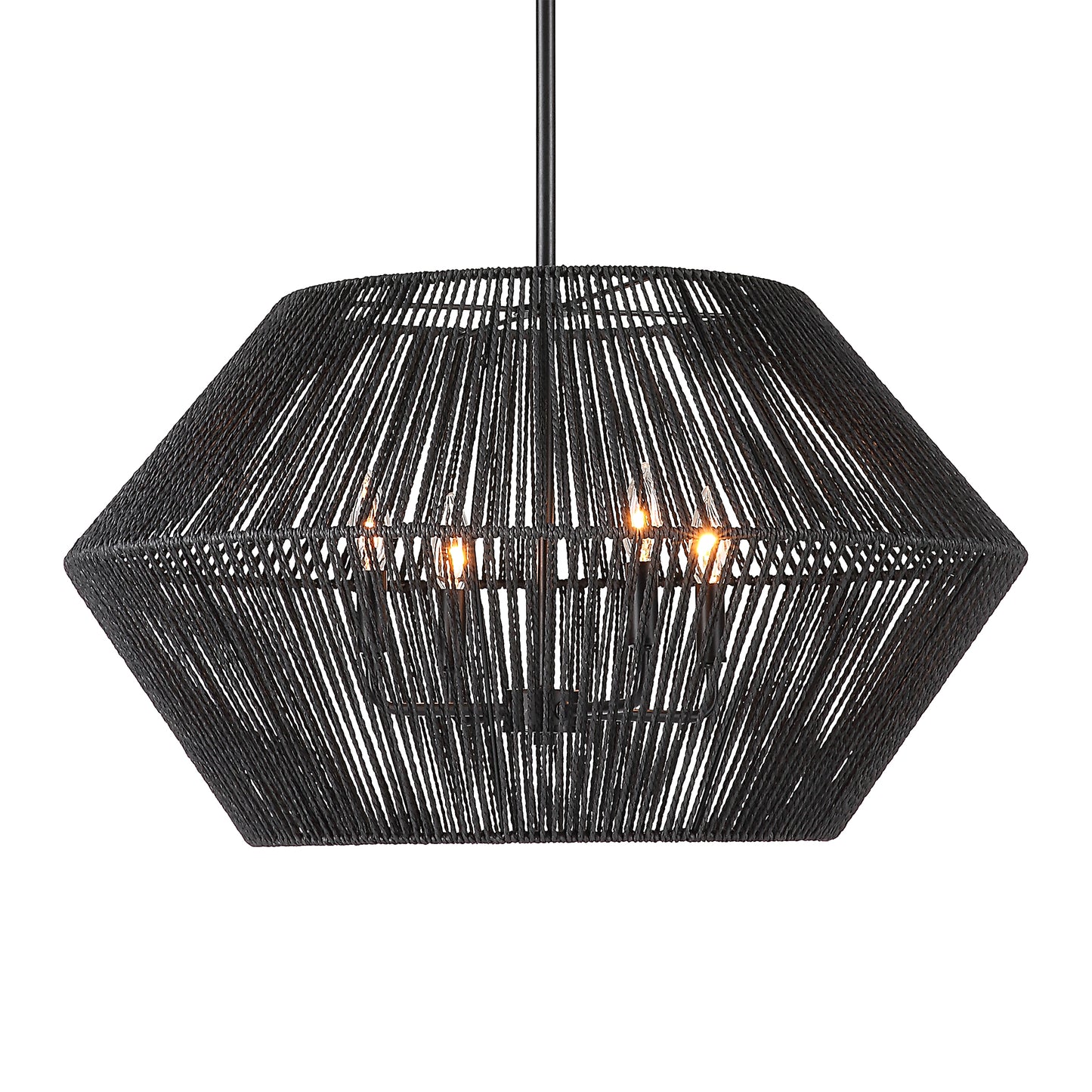 Uttermost 21589 Suva 4 Light Black Rope Pendant