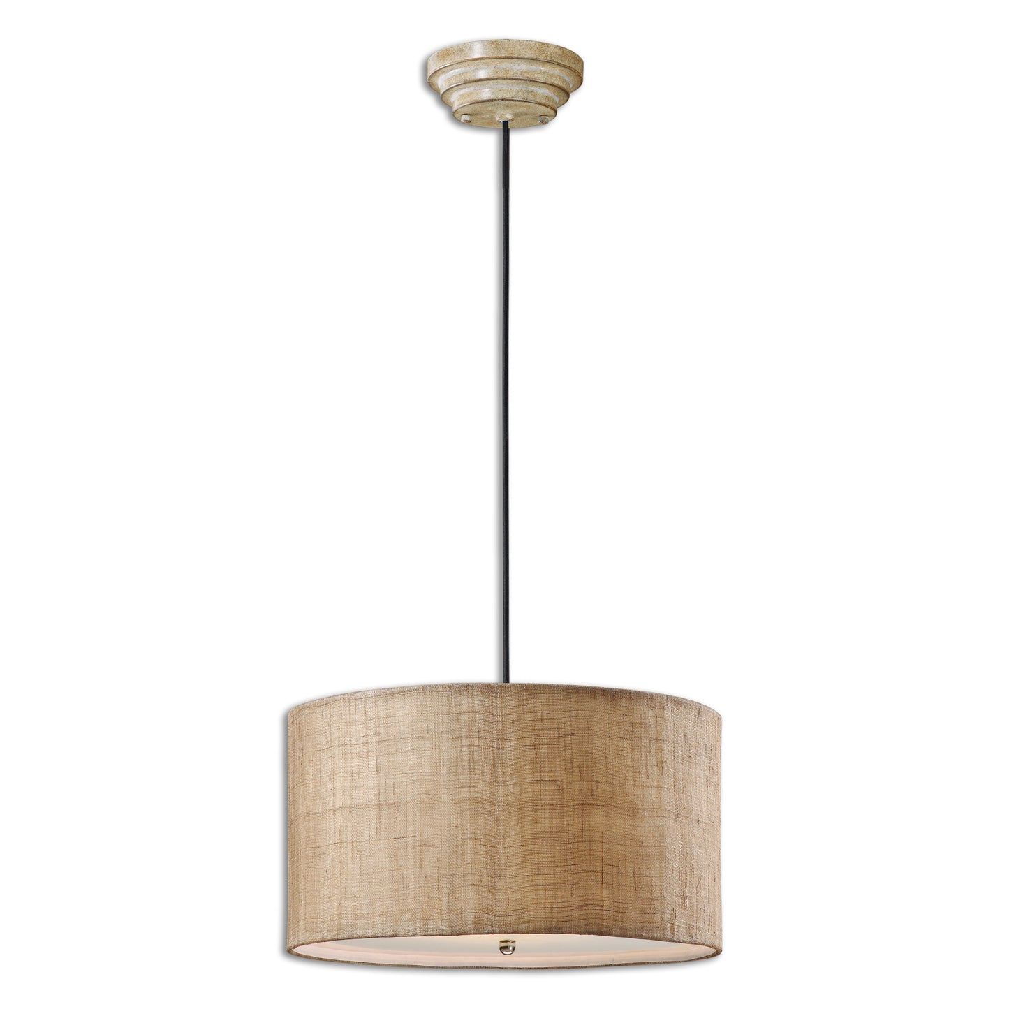 Uttermost 21933 Dafina 3 Light Burlap Drum Pendant