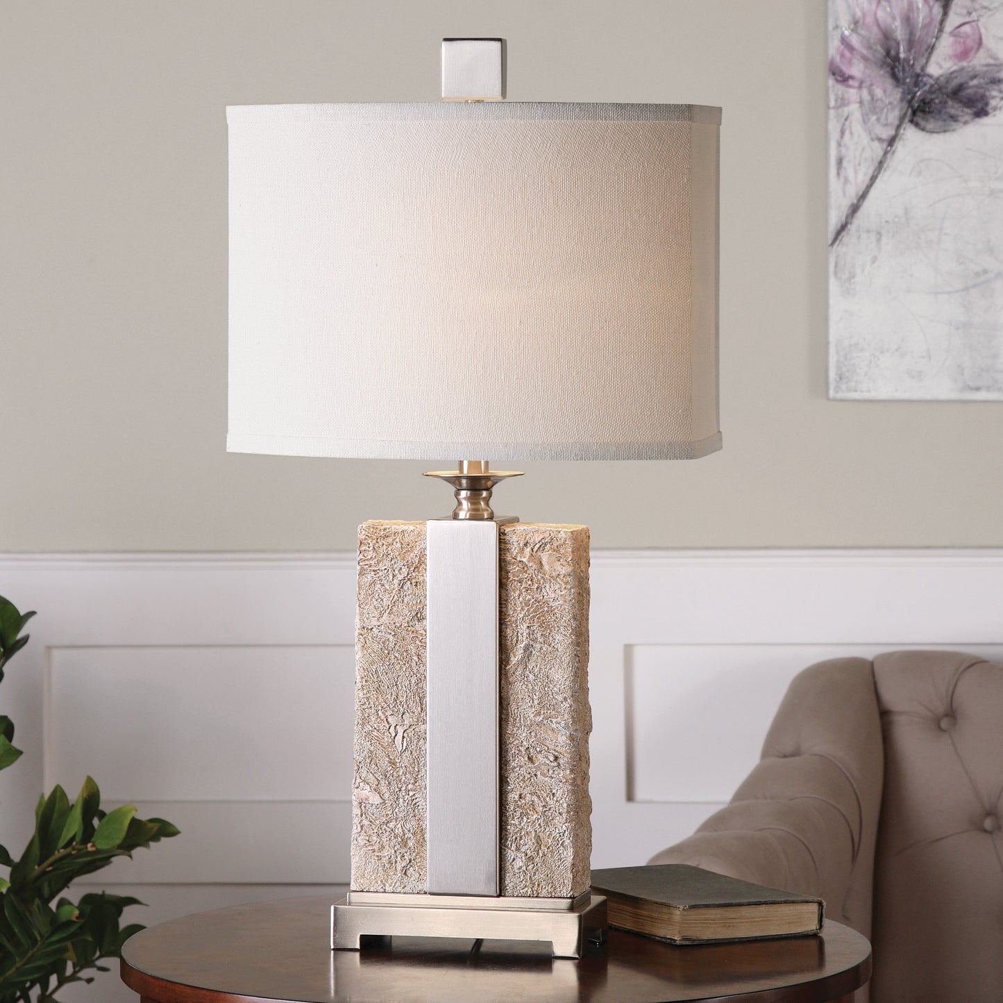 Uttermost 26508-1 Bonea Stone Ivory Table Lamp