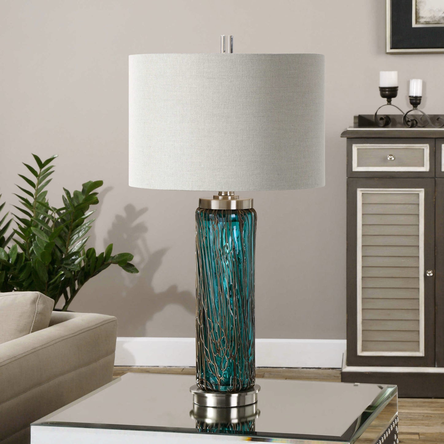 Uttermost 27087-1 Almanzora Blue Glass Lamp