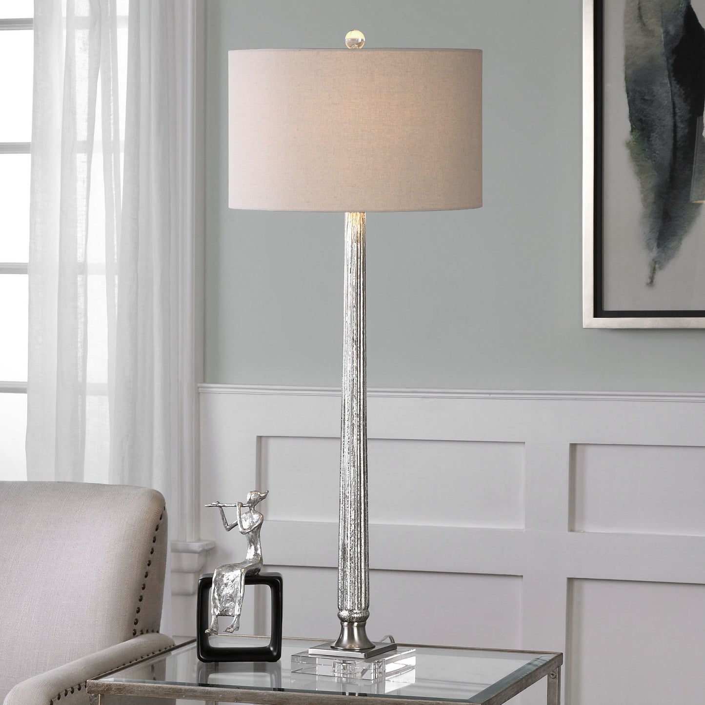Uttermost 29225 Fiona Ribbed Mercury Glass Lamp