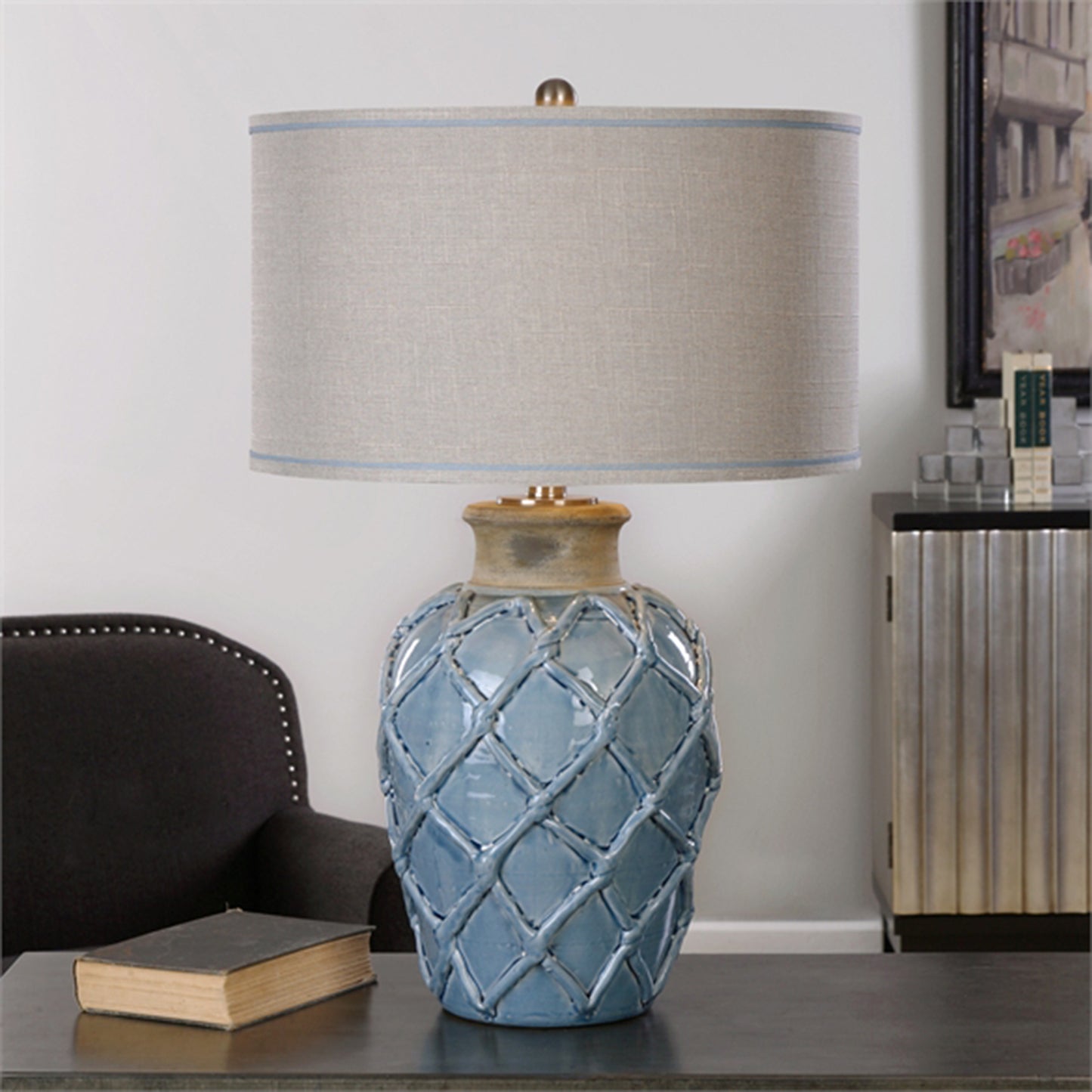 Uttermost 27139-1 Parterre Pale Blue Table Lamp