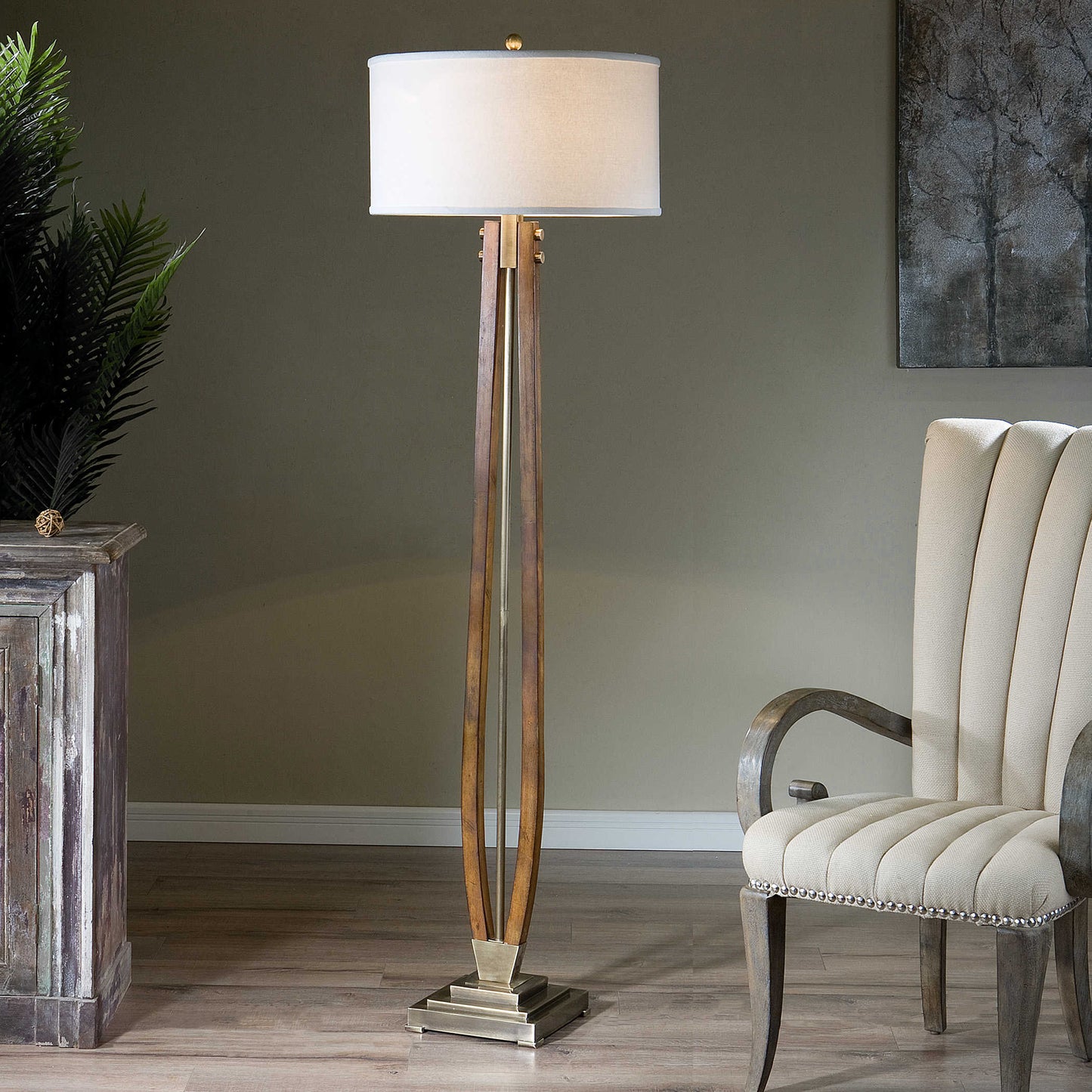 Uttermost 28105 Boydton Burnished Wood Floor Lamp