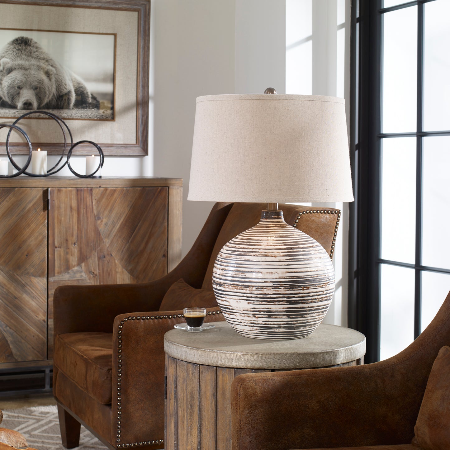 Uttermost 27315-1 Bloxom Mocha Ivory Lamp