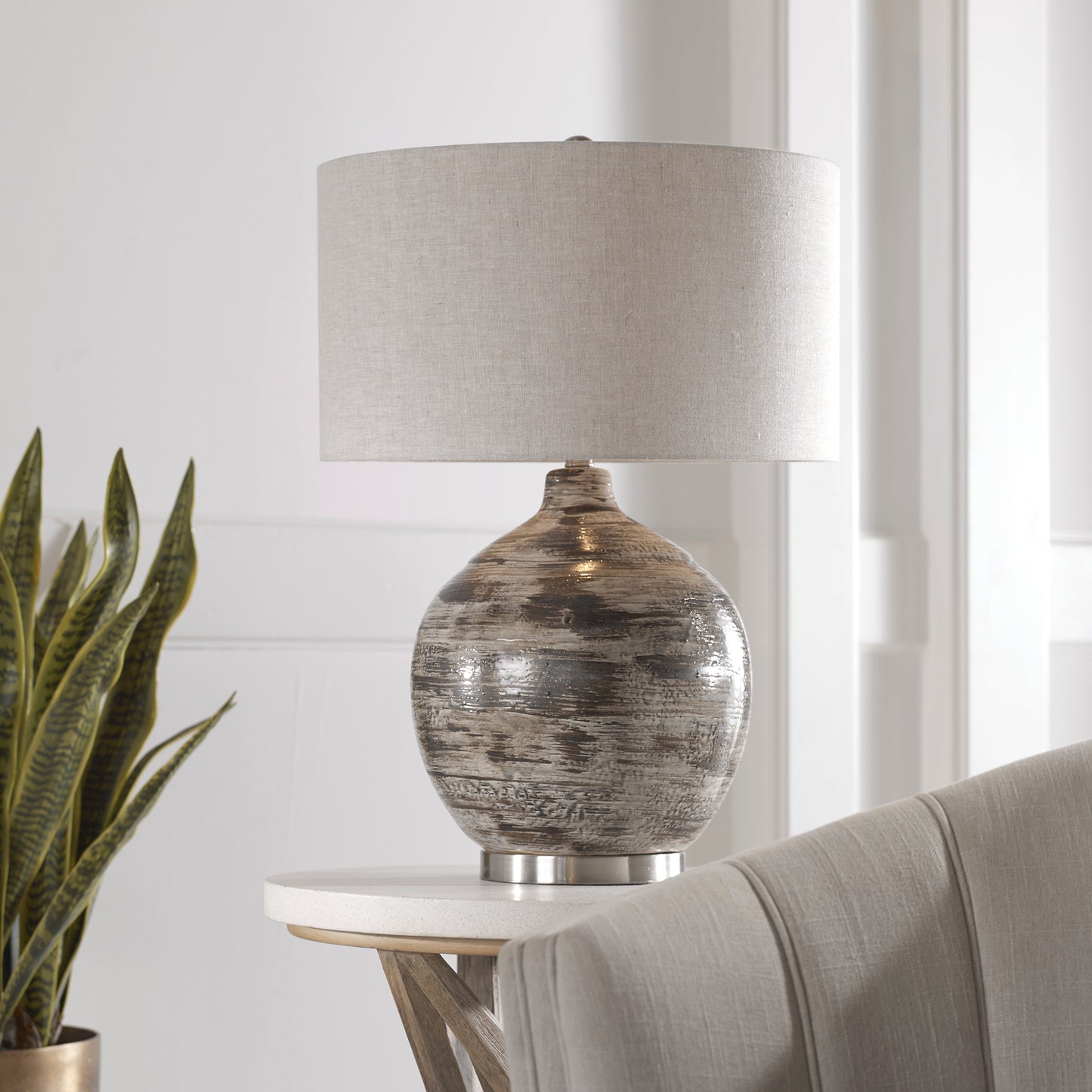 Uttermost 27656-1 Tamula Distressed Ivory Table Lamp