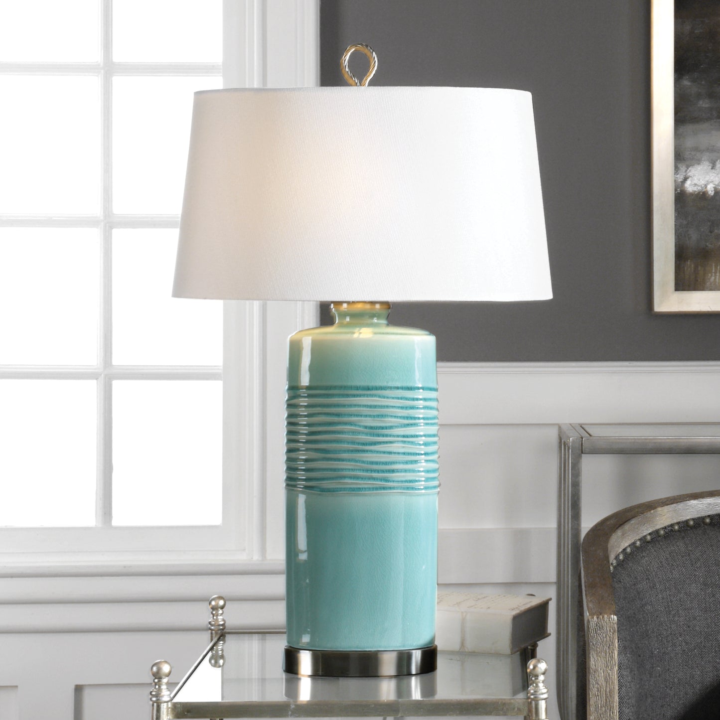 Uttermost 27569 Rila Distressed Teal Table Lamp