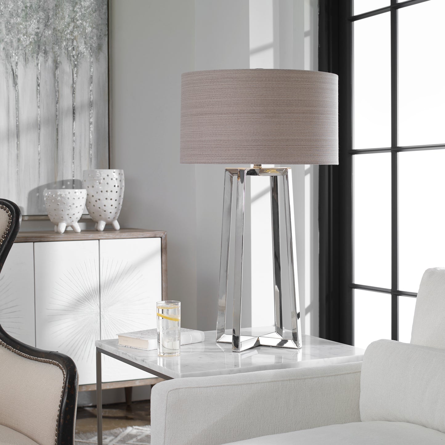 Uttermost 27573-1 Keokee Stainless Steel Table Lamp