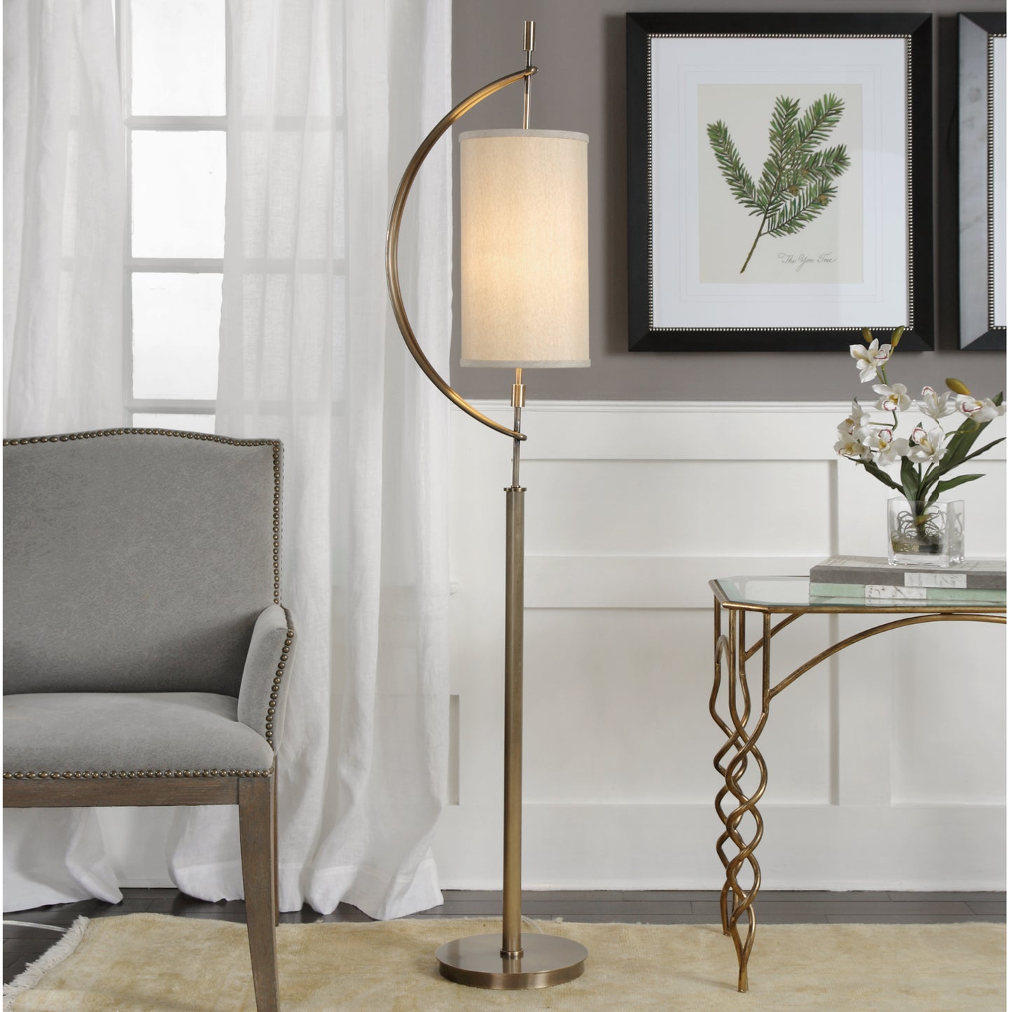 Uttermost 28151-1 Balaour Antique Brass Floor Lamp