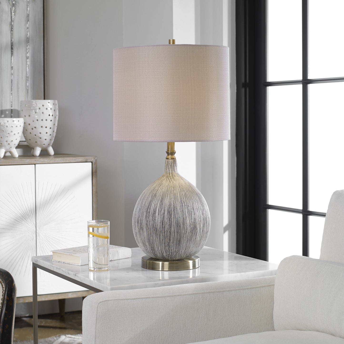 Uttermost 27715-1 Hedera Textured Ivory Table Lamp