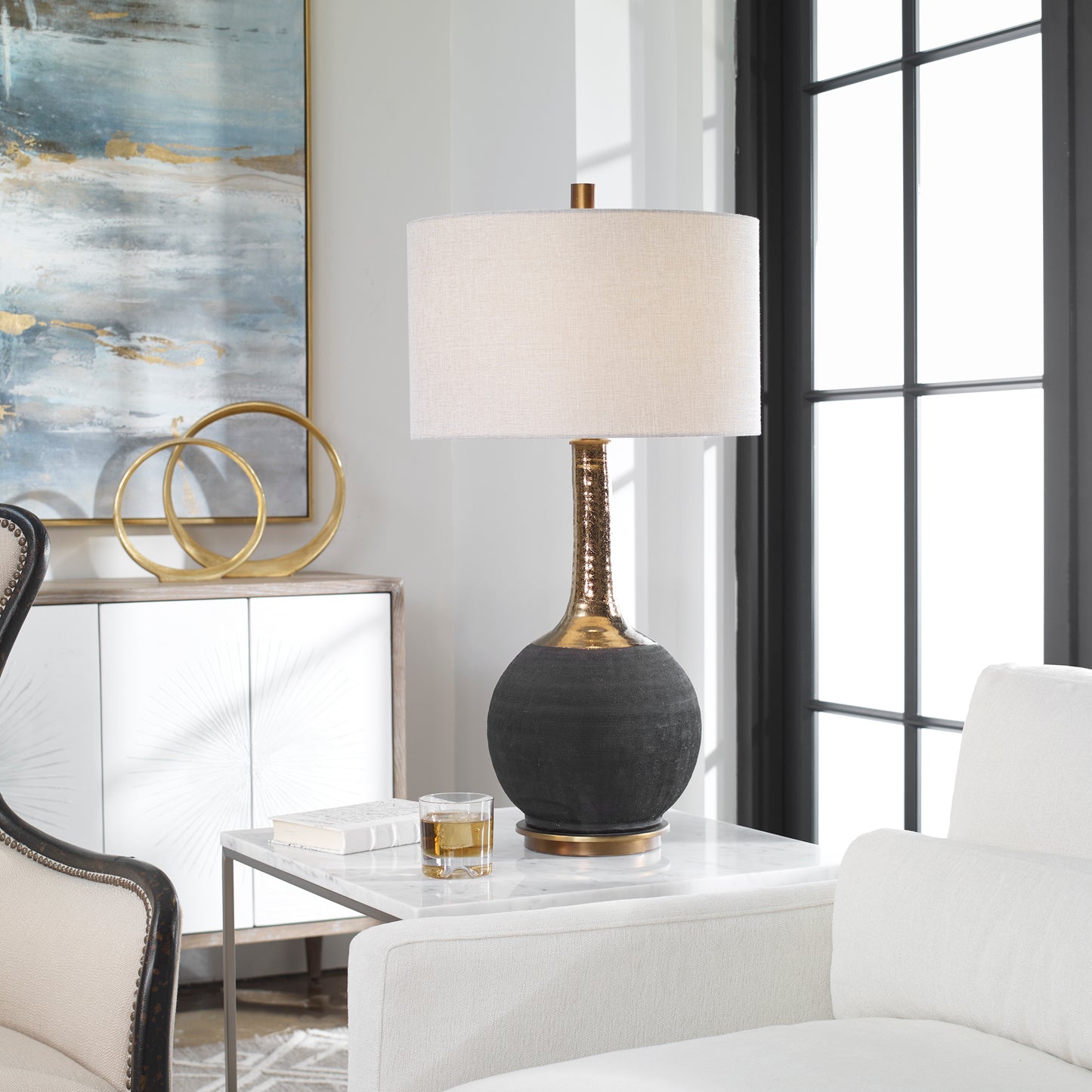 Uttermost 27779 Arnav Textured Black Lamp