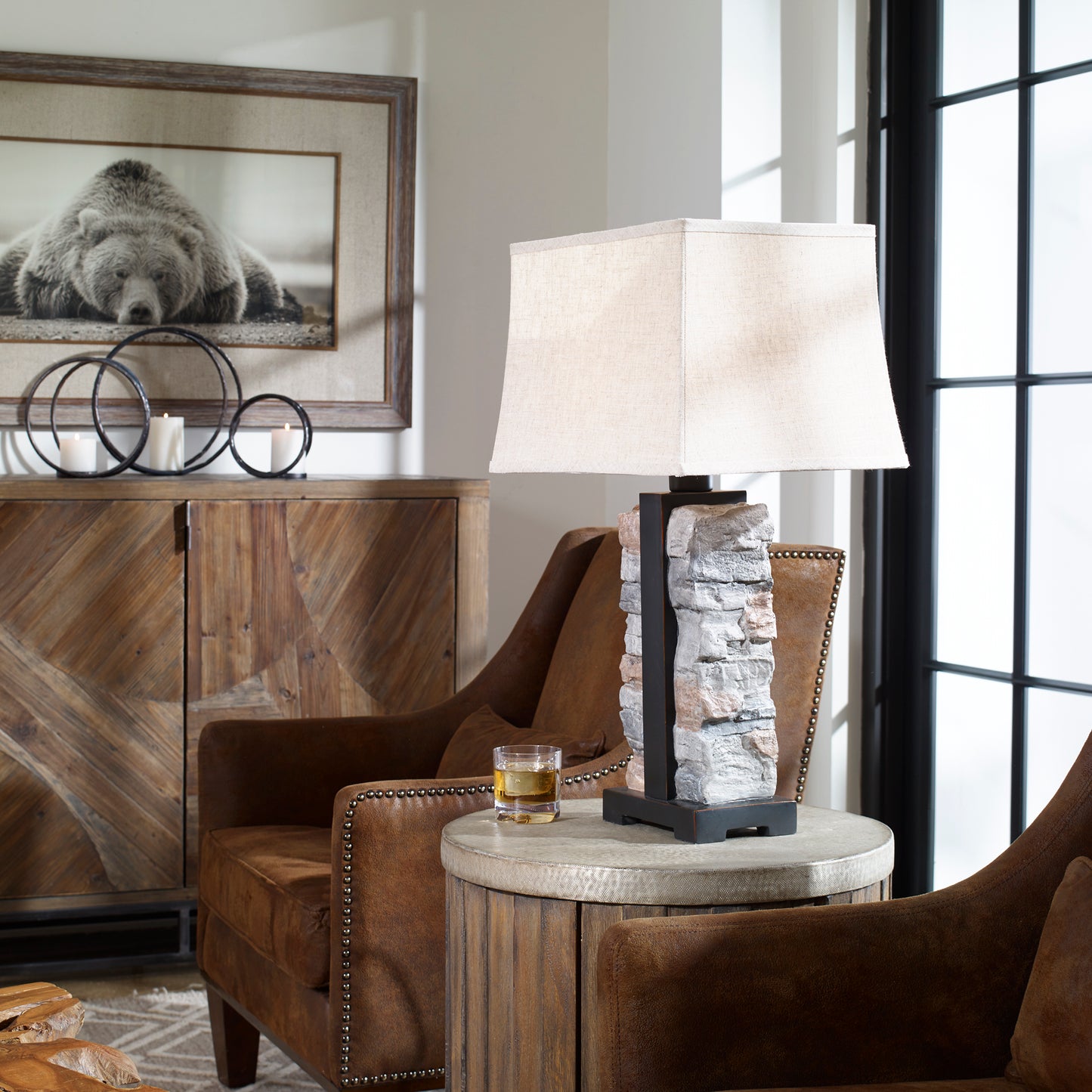 Uttermost 27806-1 Kodiak Stacked Stone Lamp