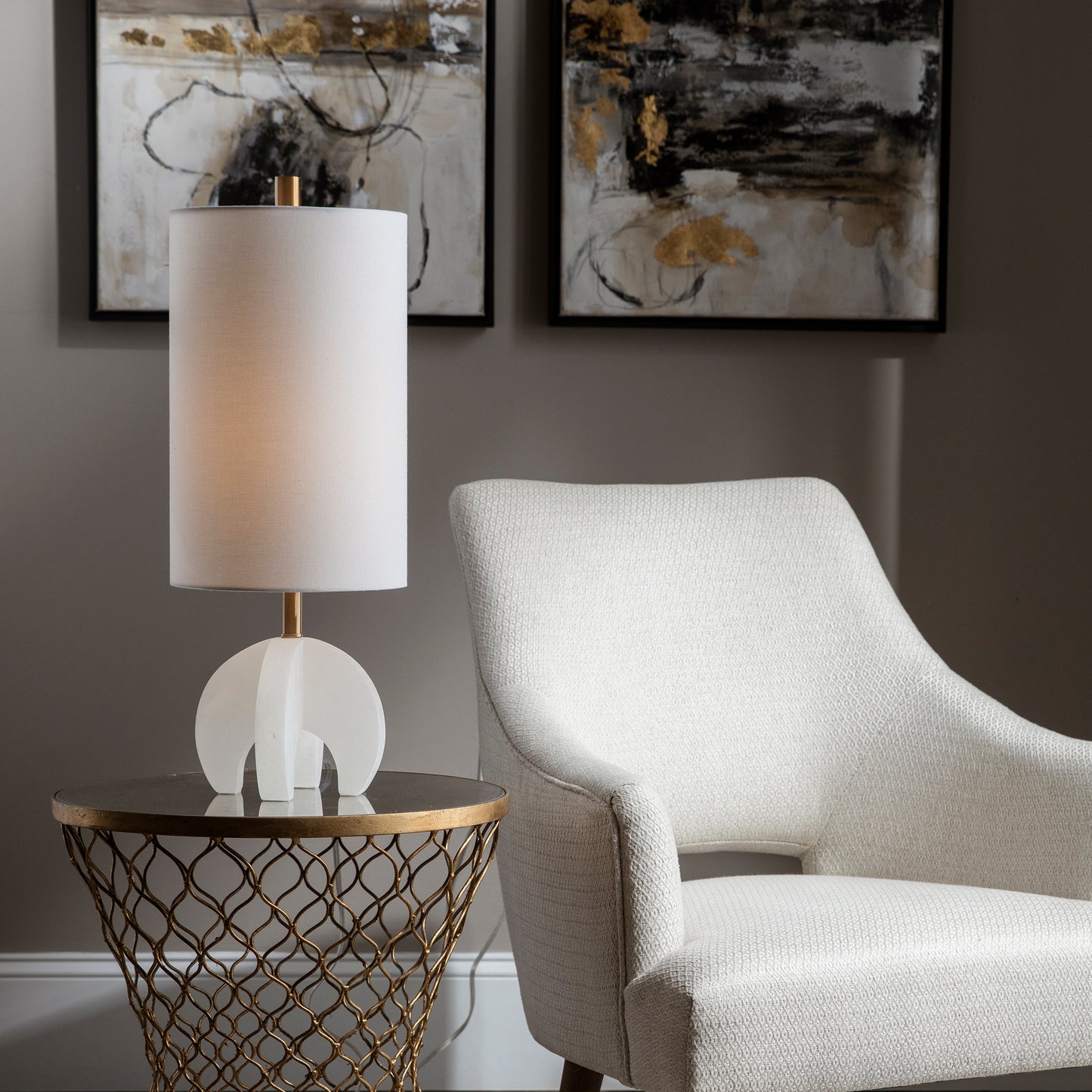 Uttermost 29633-1 Alanea White Buffet Lamp