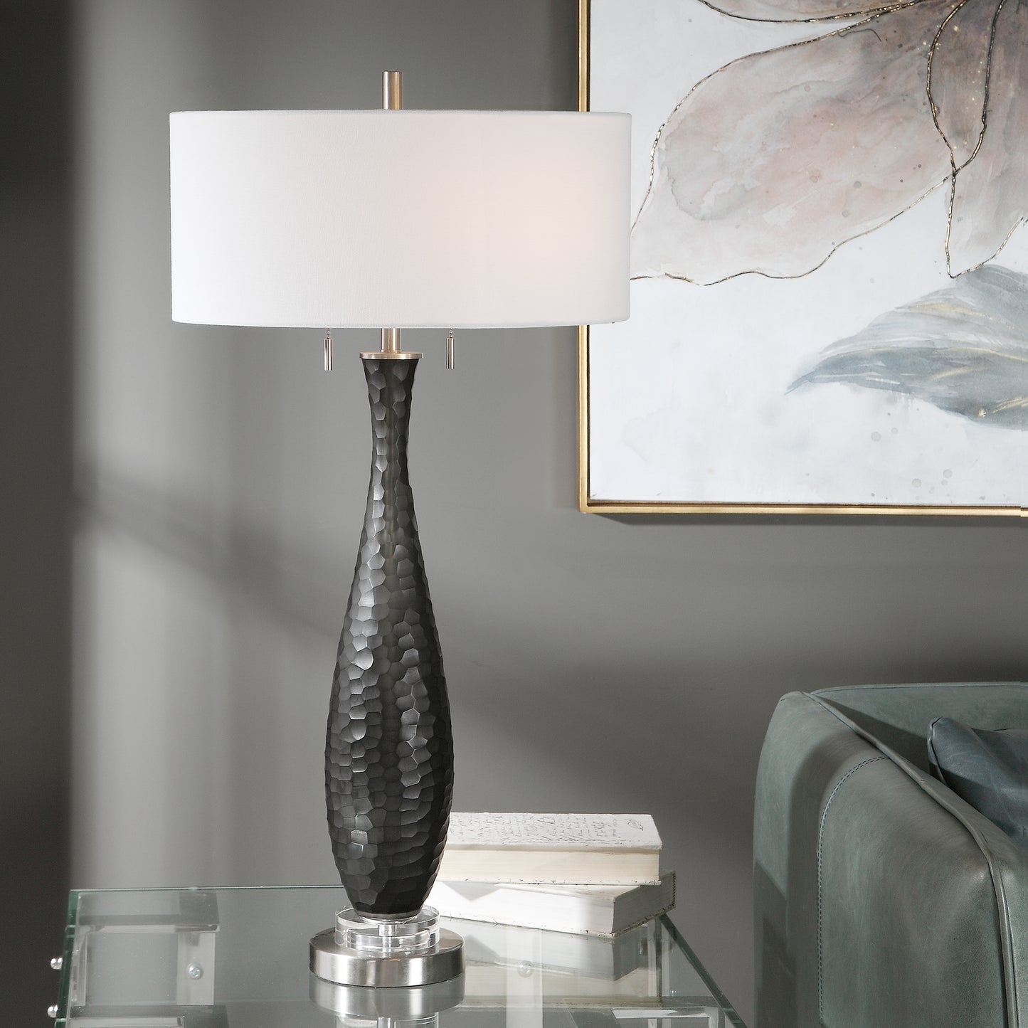Uttermost 26373 Jothan Frosted Black Table Lamp