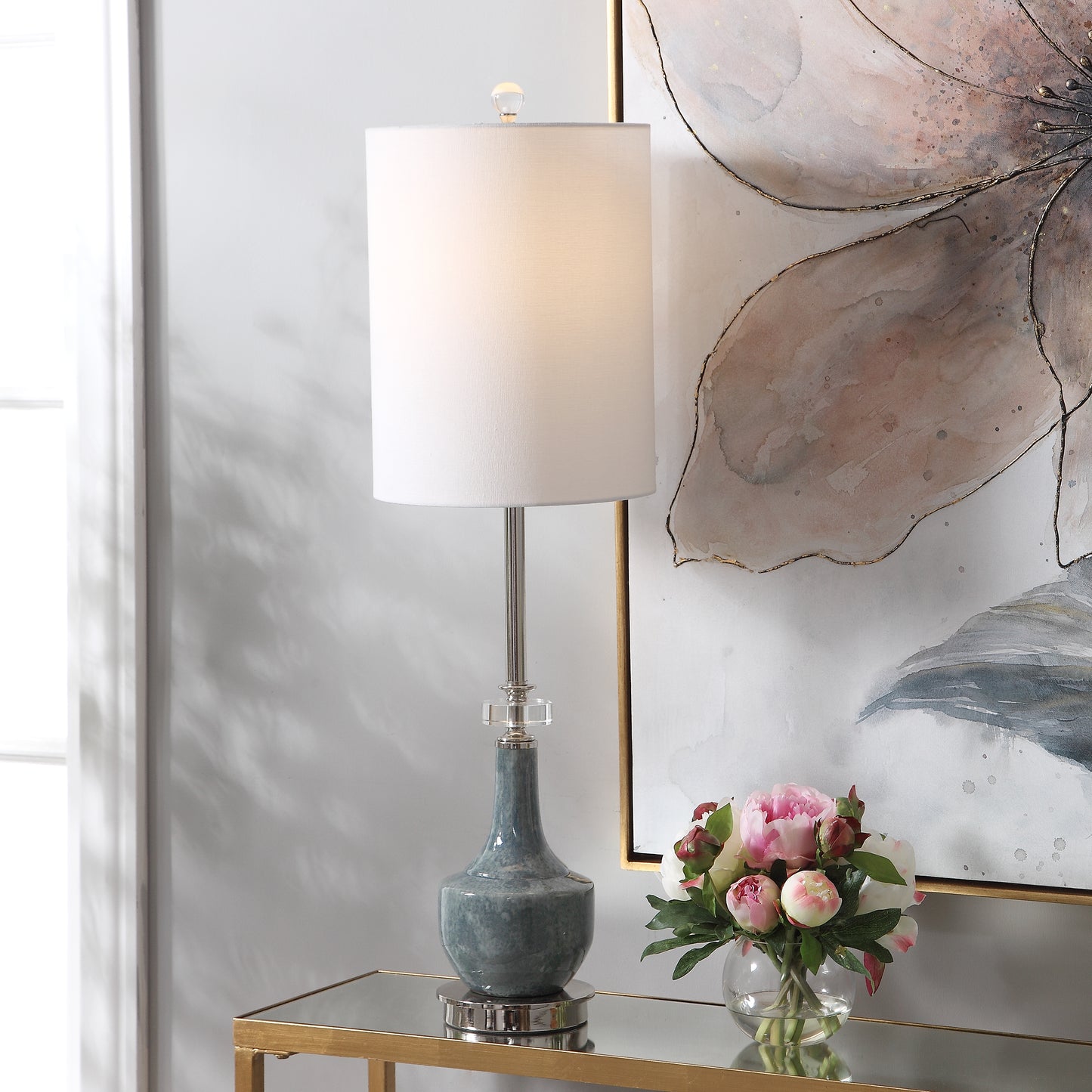 Uttermost 29698-1 Piers Mottled Blue Buffet Lamp