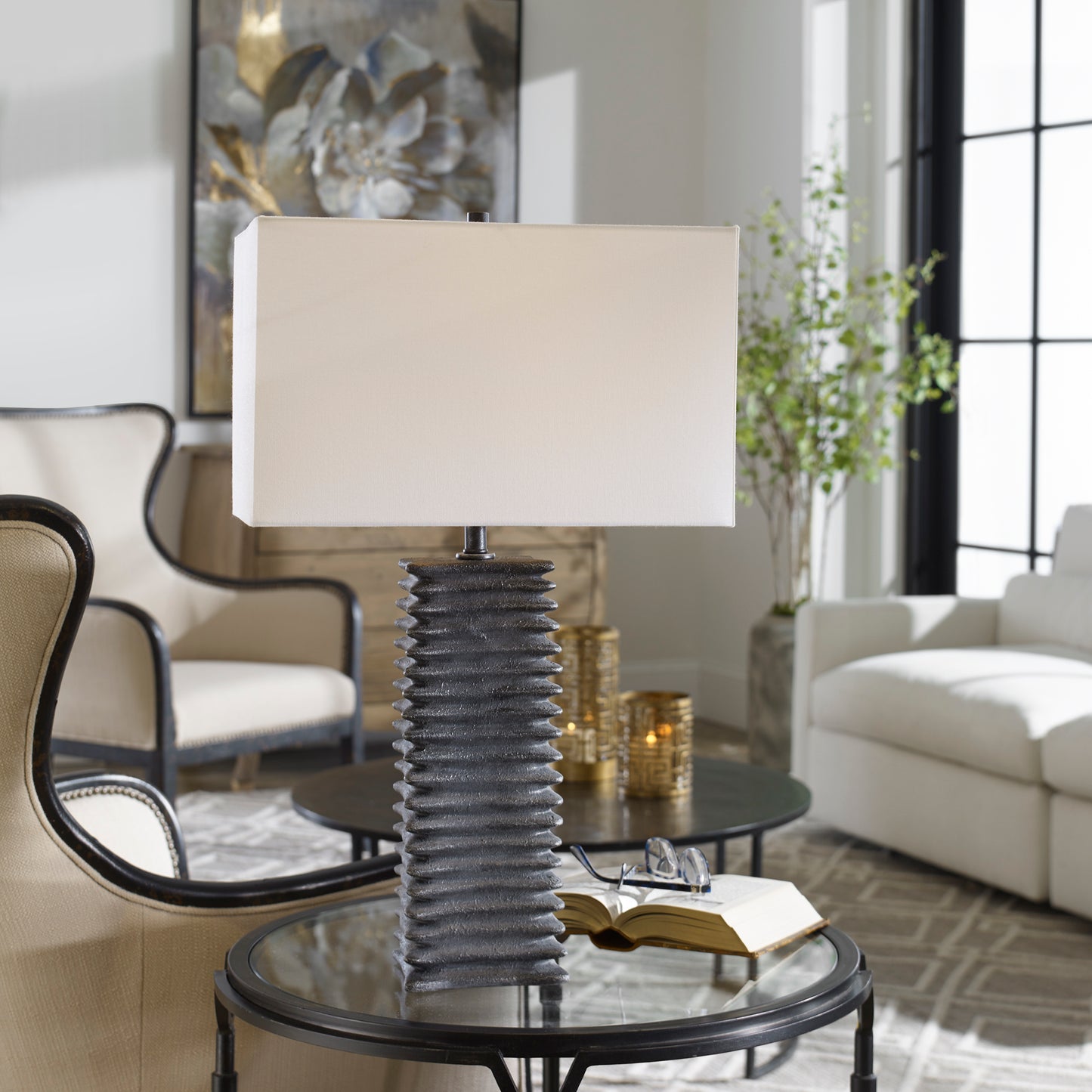 Uttermost 29737 Sanderson Metallic Charcoal Table Lamp