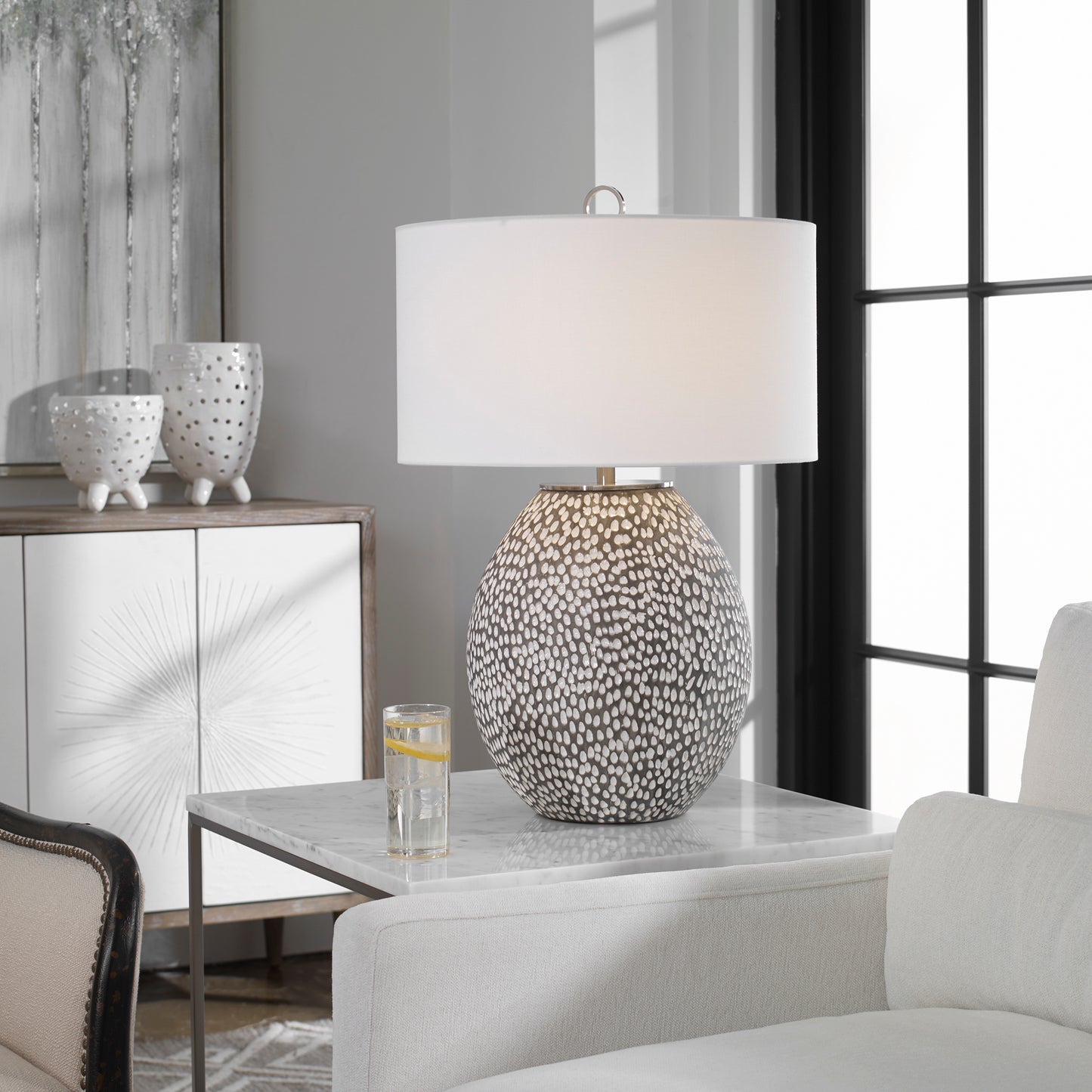 Uttermost 28448-1 Cyprien Gray White Table Lamp