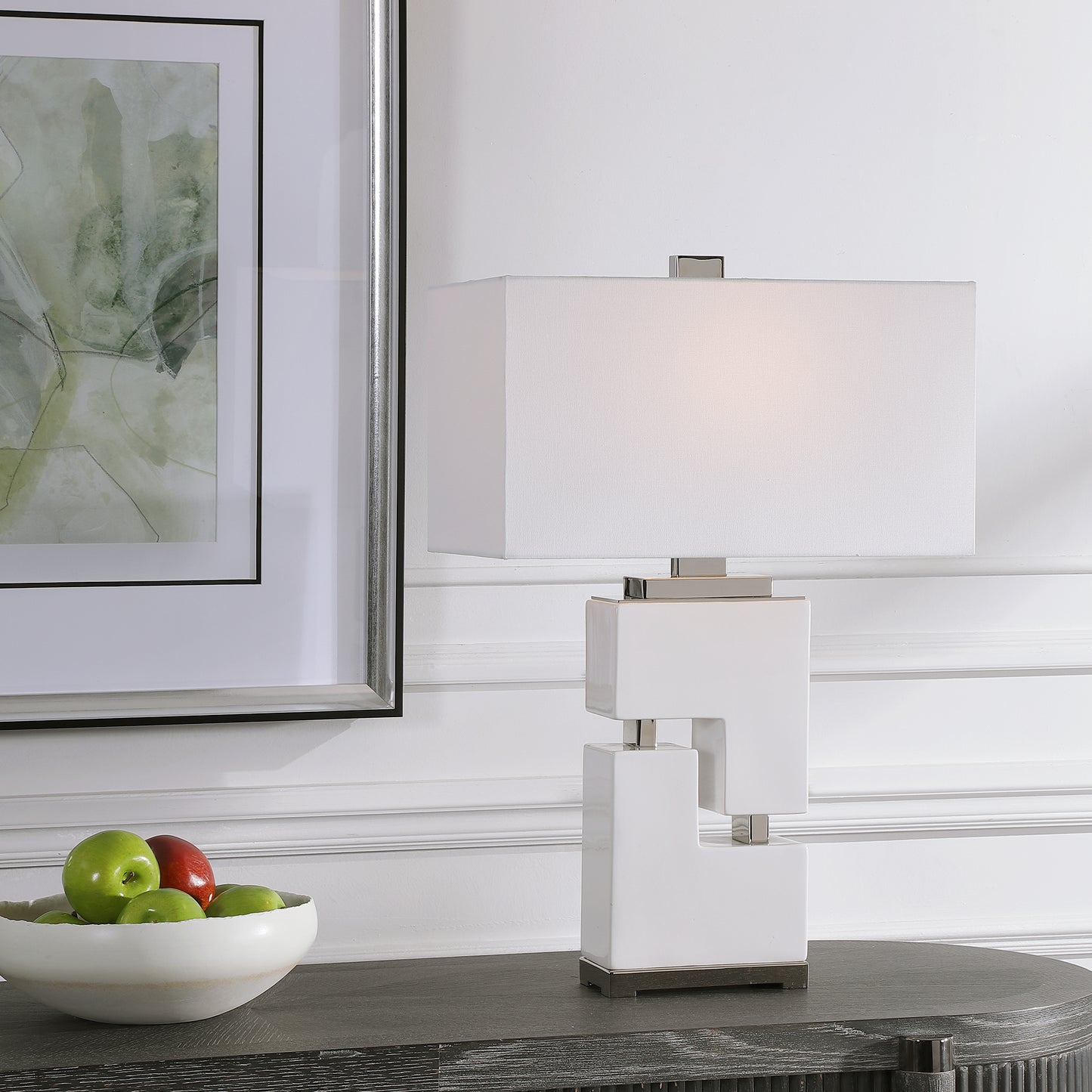 Uttermost 28468-1 Tetris White Table Lamp