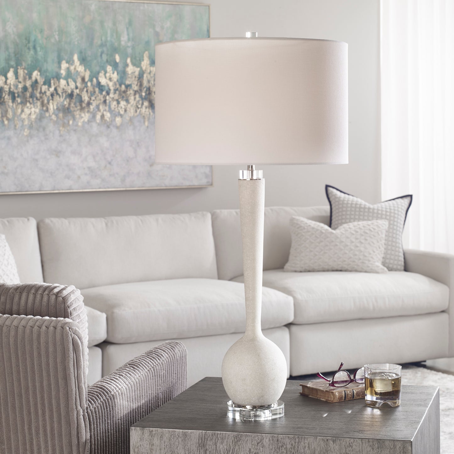 Uttermost 28472 Kently White Marble Table Lamp