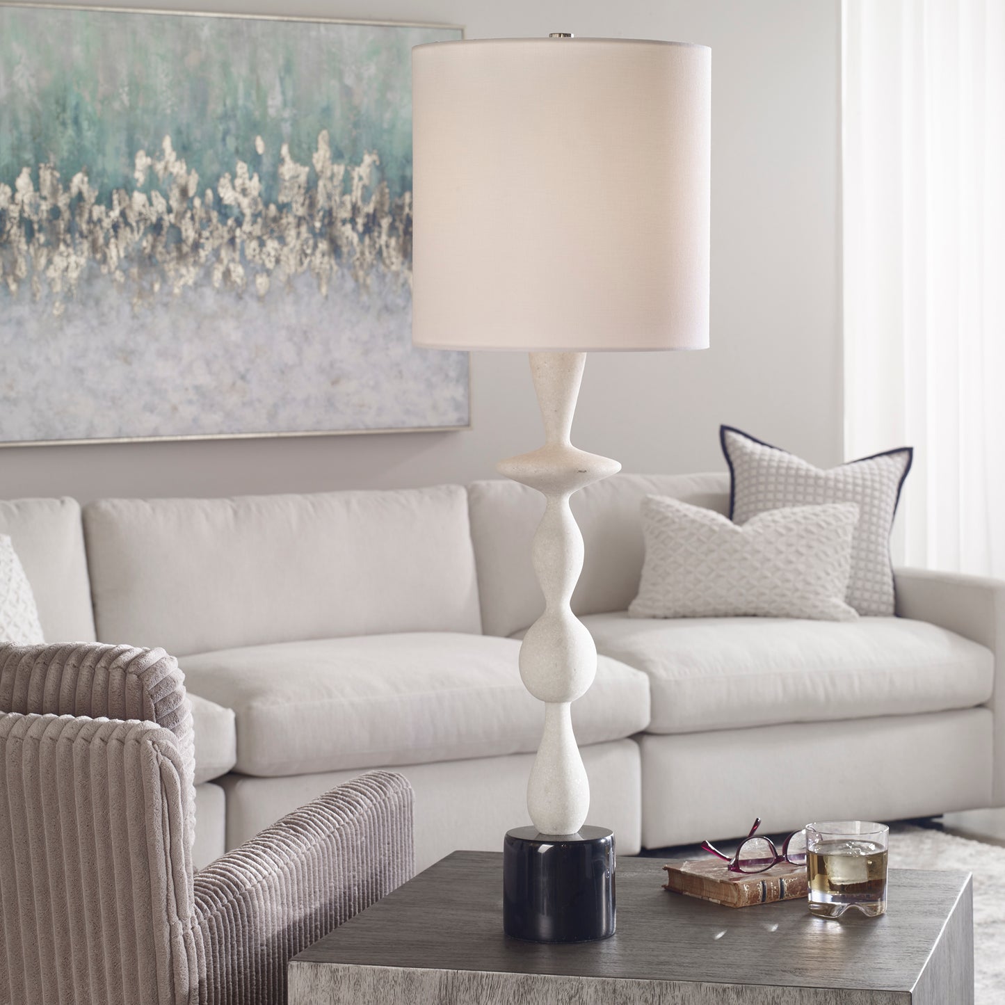 Uttermost 29796-1 Inverse White Marble Table Lamp