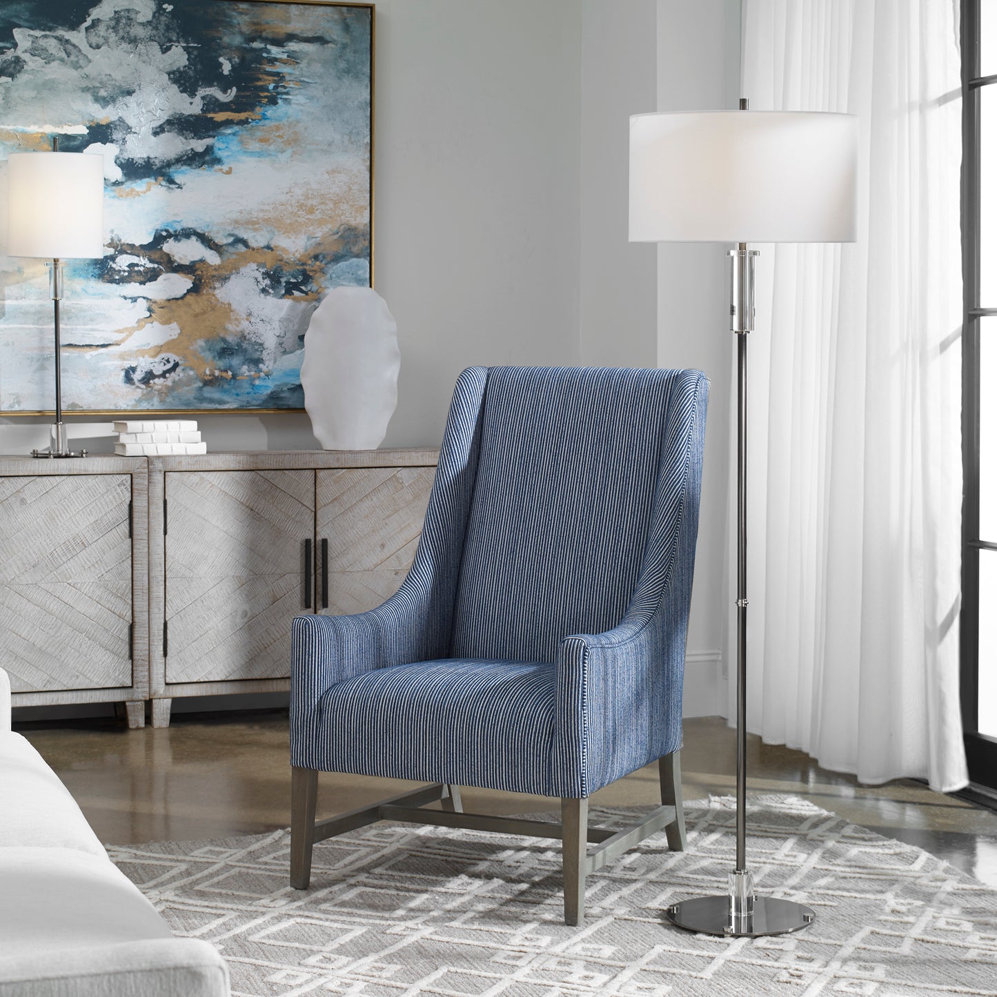 Uttermost 29990-1 Aurelia Steel Floor Lamp