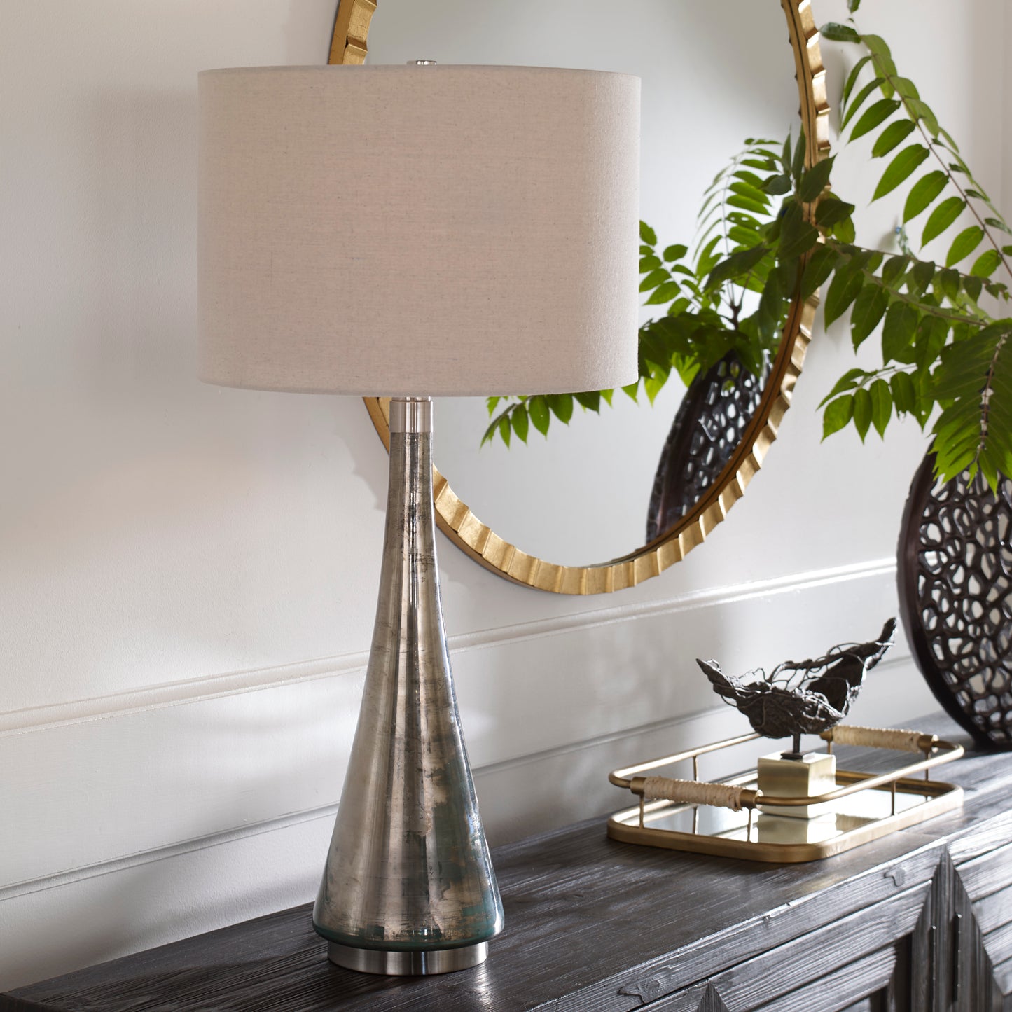 Uttermost 30039 Contour Metallic Glass Table Lamp