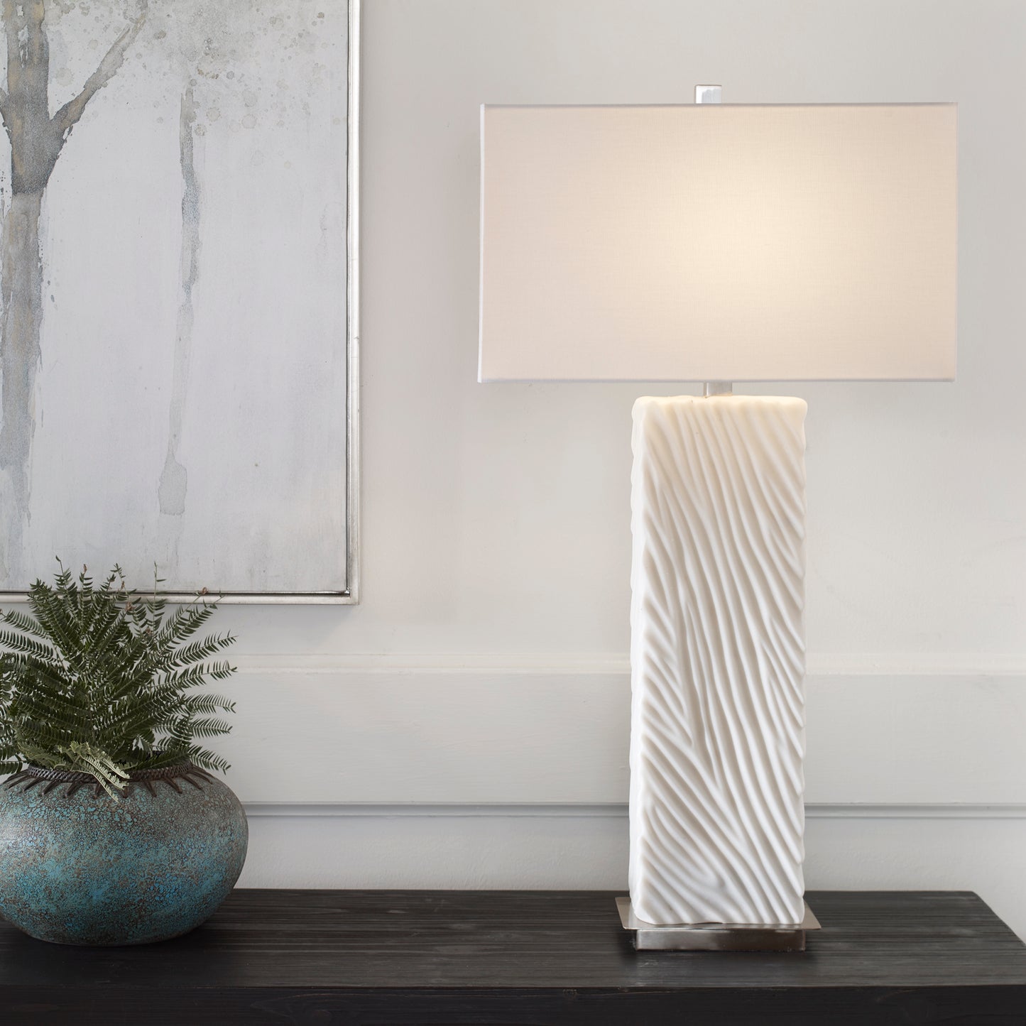 Uttermost 30066 Pillar White Marble Table Lamp