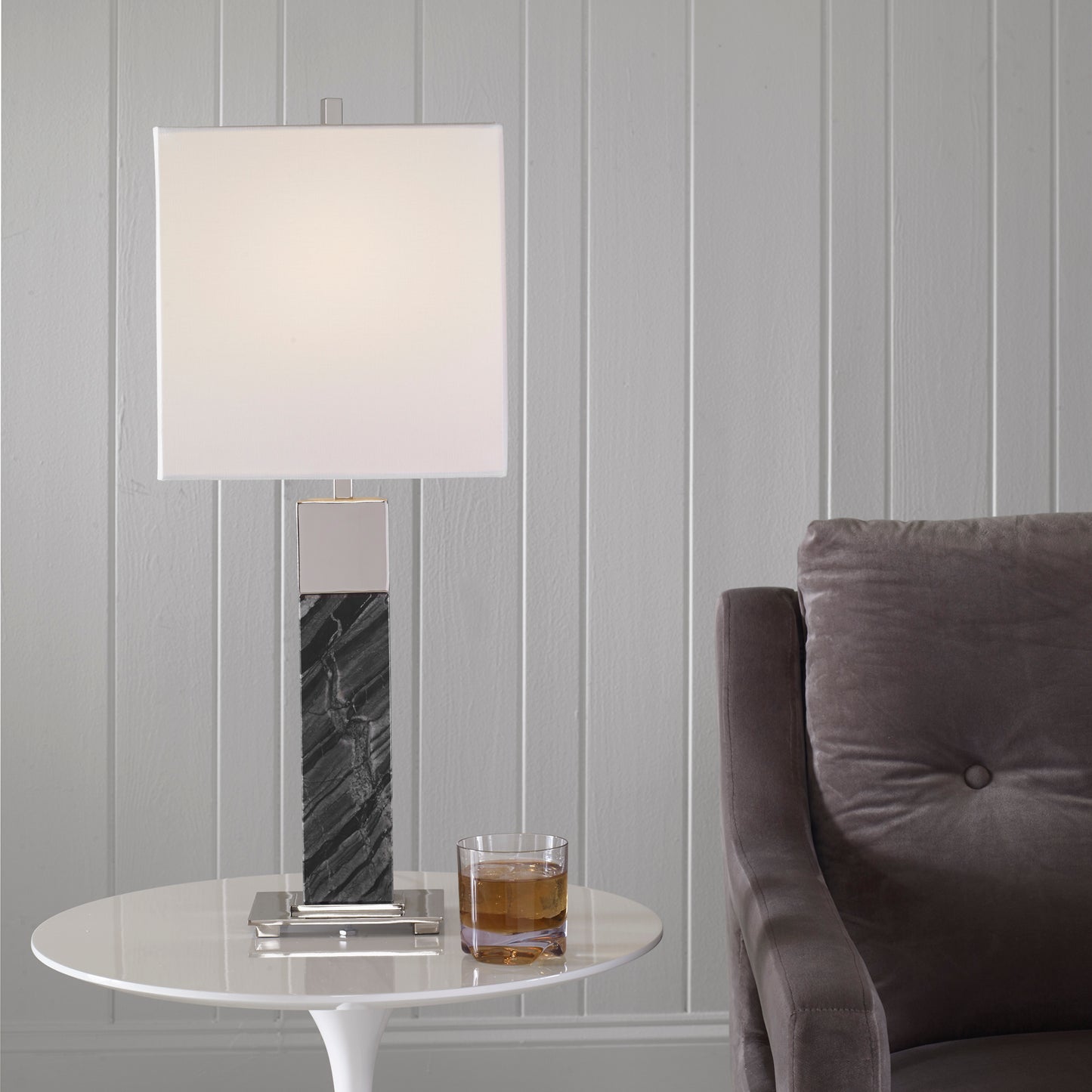 Uttermost 30060-1 Pilaster Black Marble Table Lamp