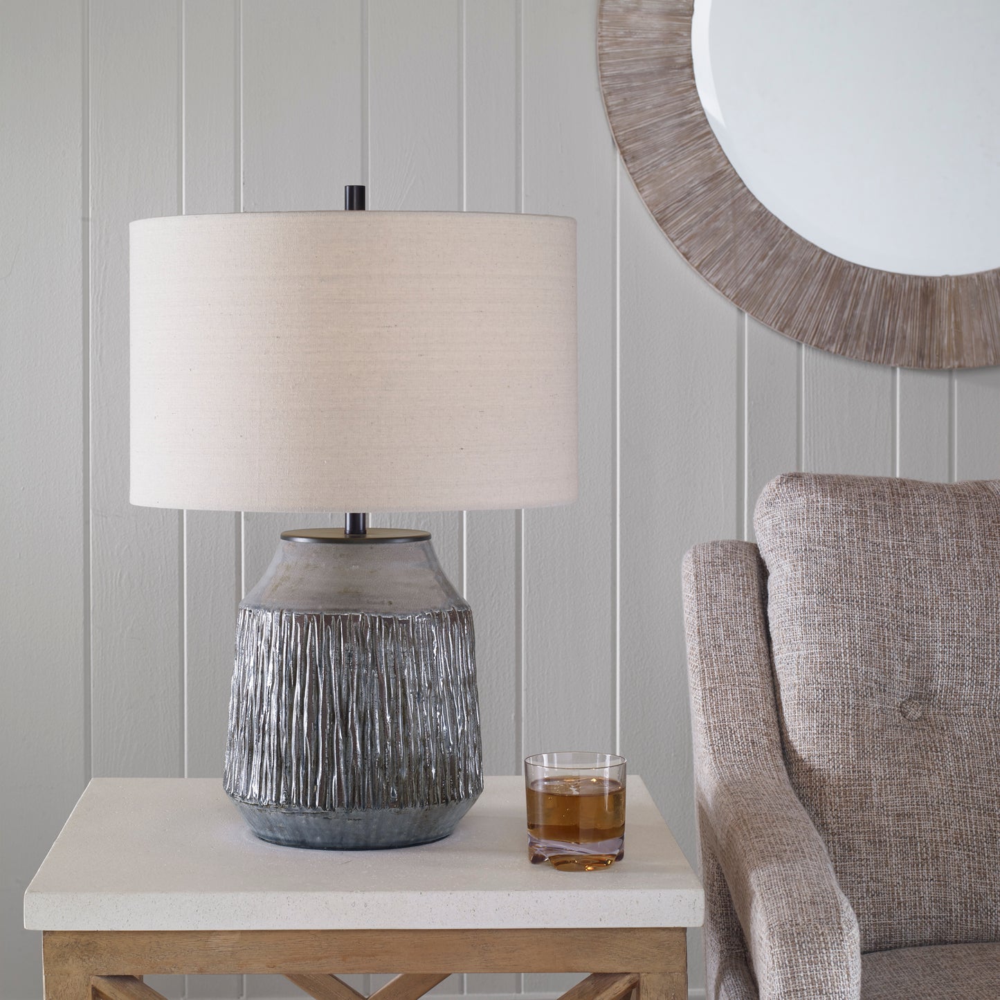 Uttermost 30062-1 Neolithic Blue-Gray Table Lamp