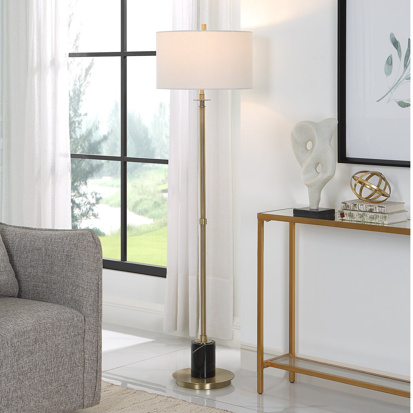 Uttermost 30137-1 Guard Brass Floor Lamp