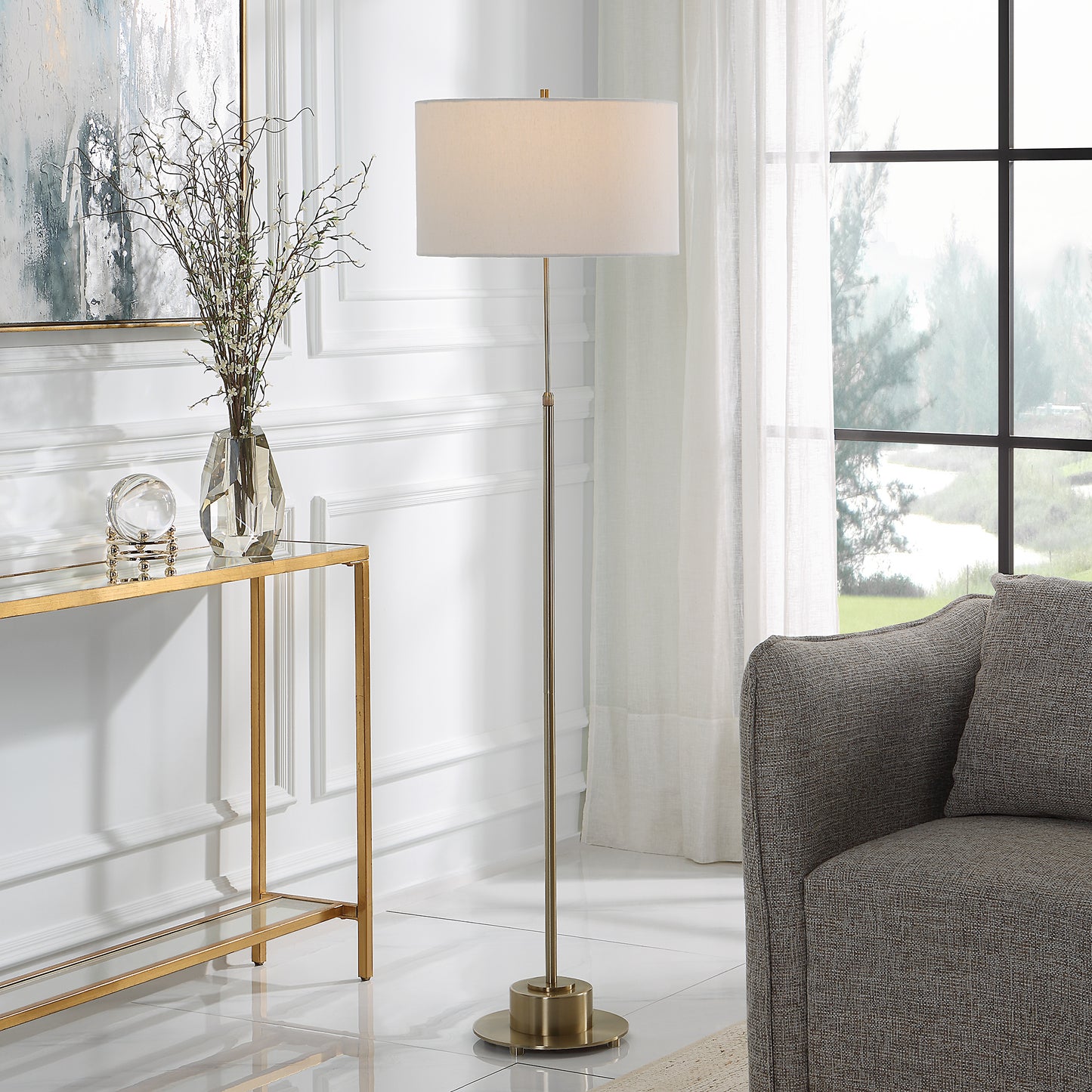 Uttermost 30152-1 Prominence Brass Floor Lamp