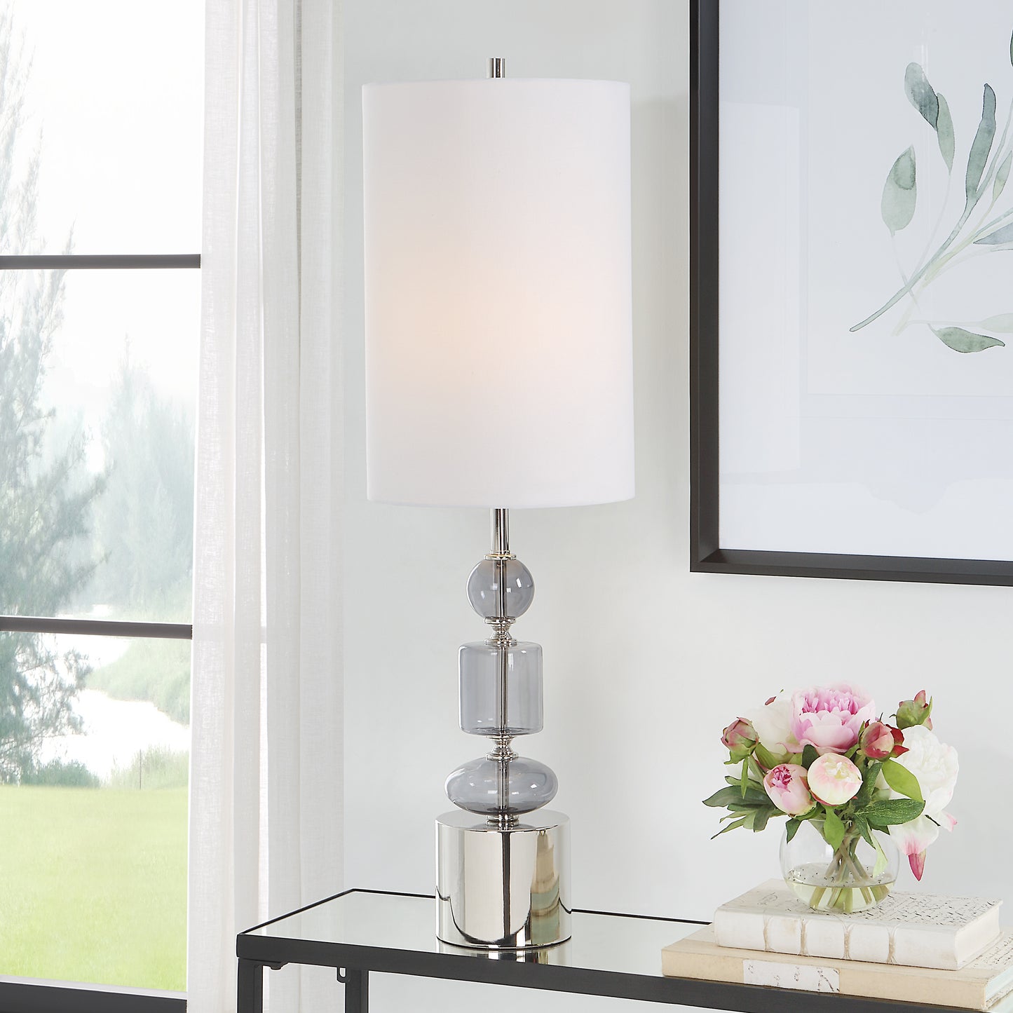 Uttermost 30178-1 Stratus Gray Glass Buffet Lamp