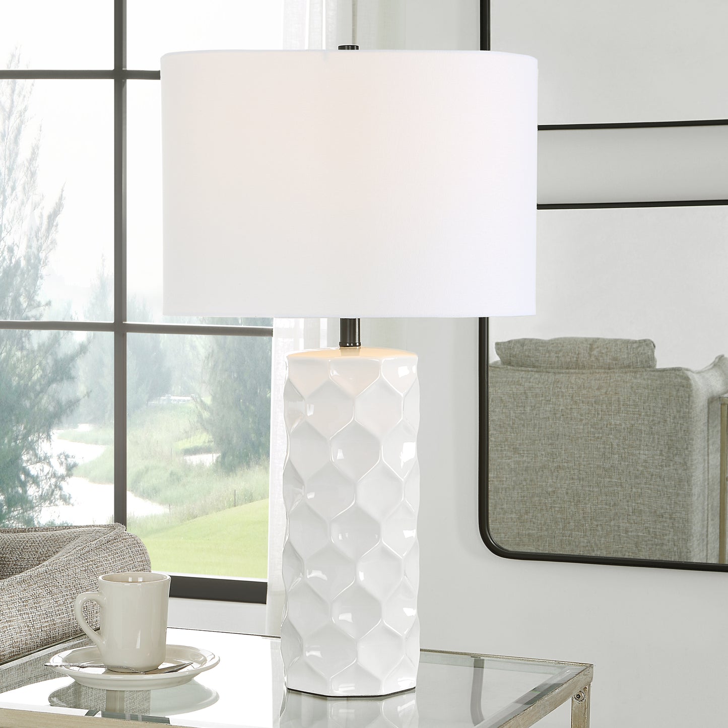 Uttermost 30181-1 Honeycomb White Table Lamp
