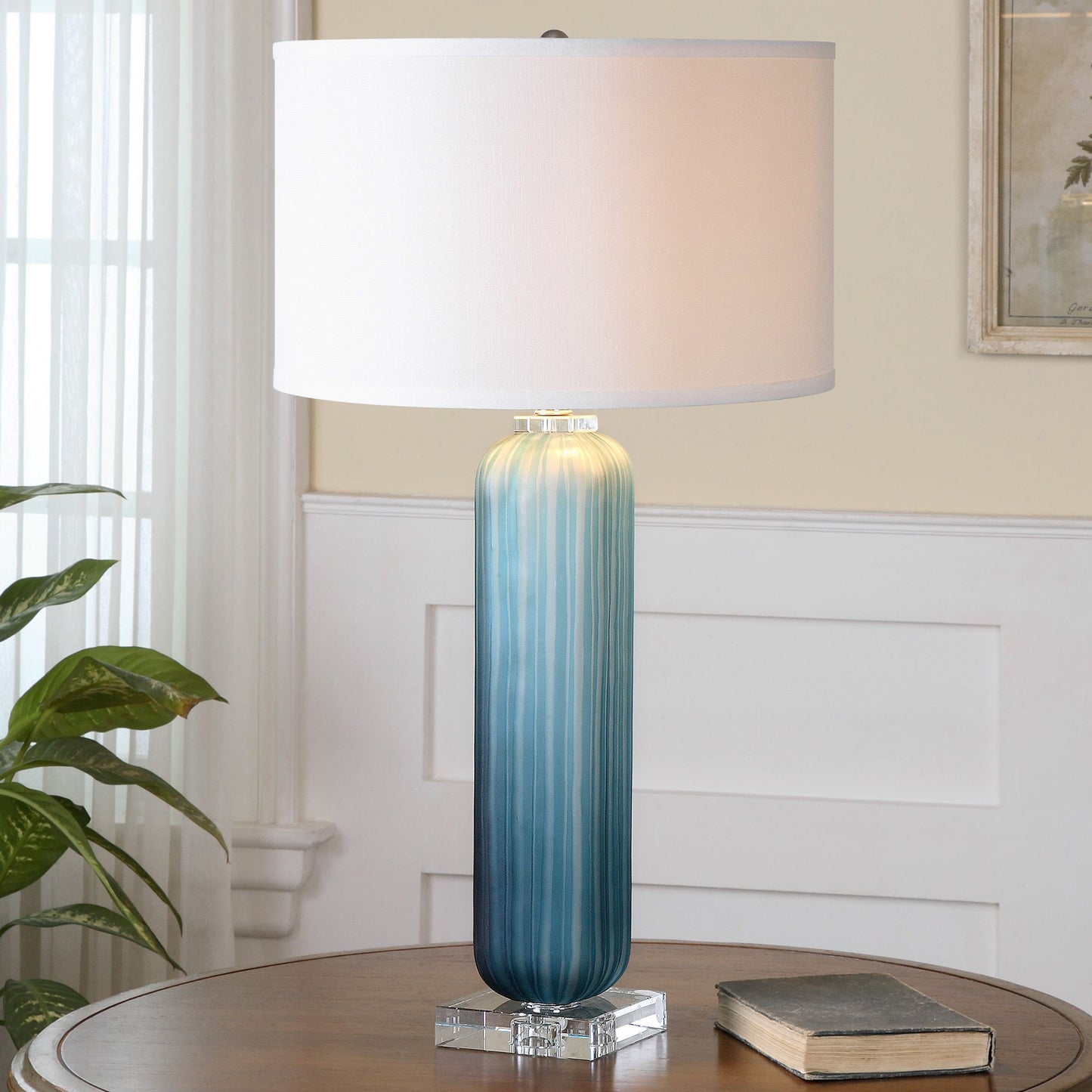Uttermost 26193-1 Caudina Frosted Blue Glass Lamp