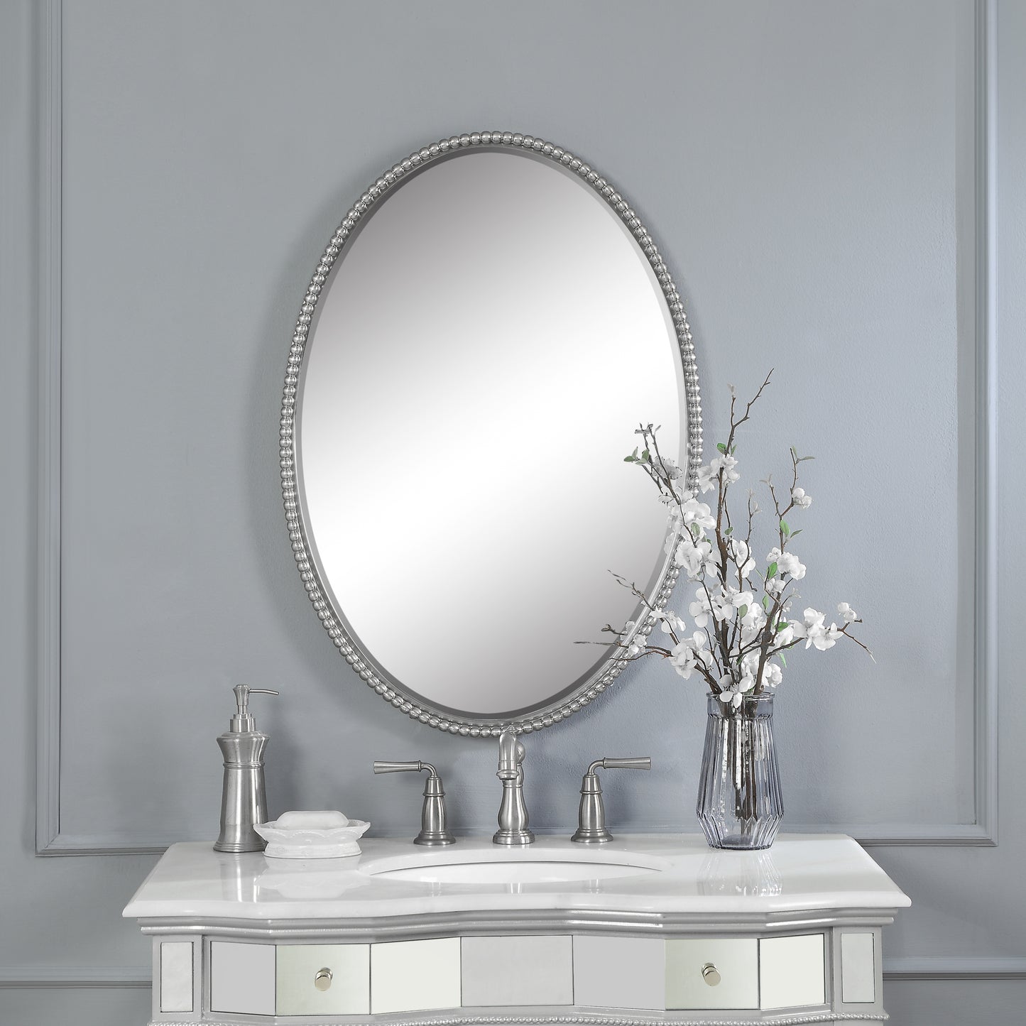Uttermost 01102 B Sherise Brushed Nickel Oval Mirror