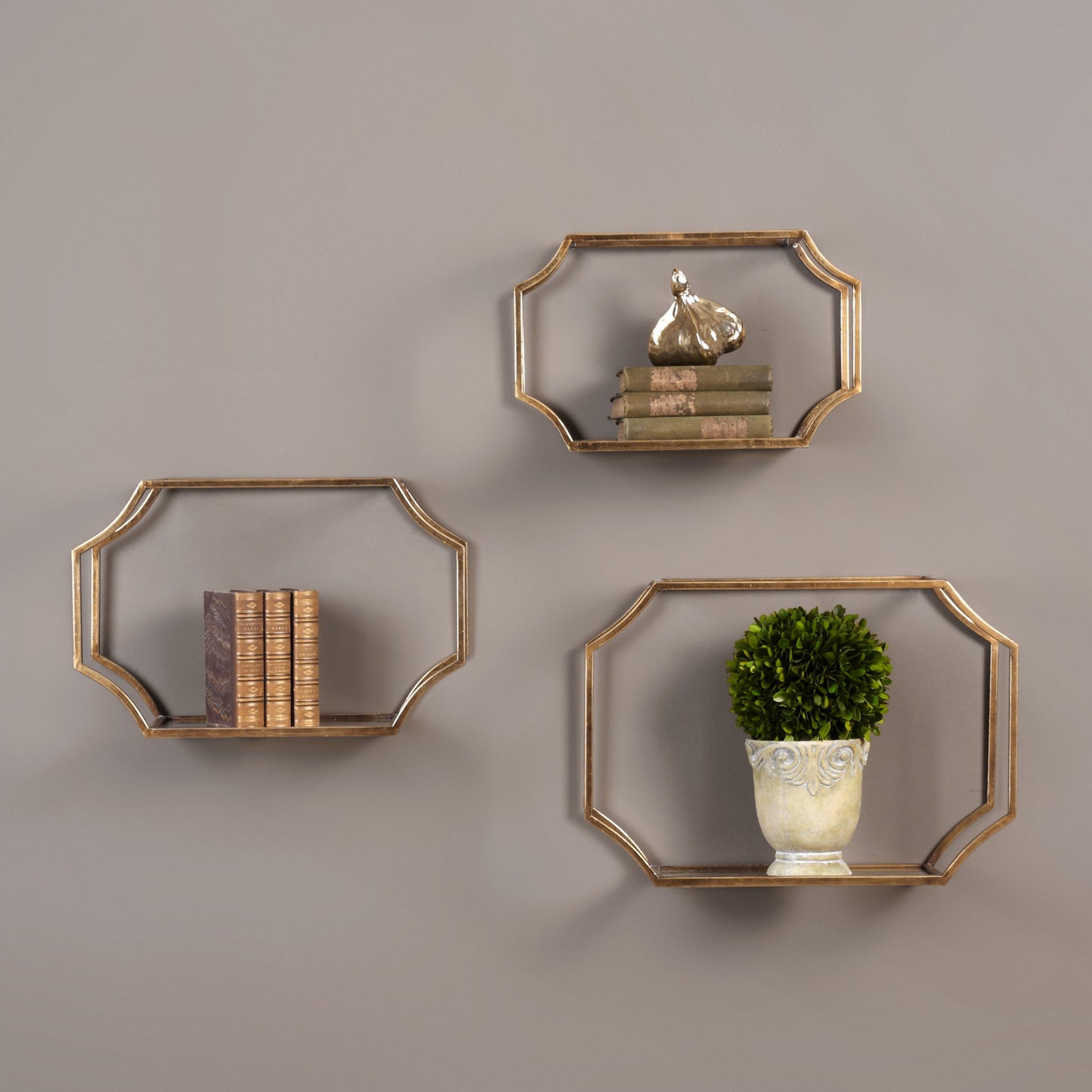 Uttermost 04048 Lindee Gold Wall Shelves S/3