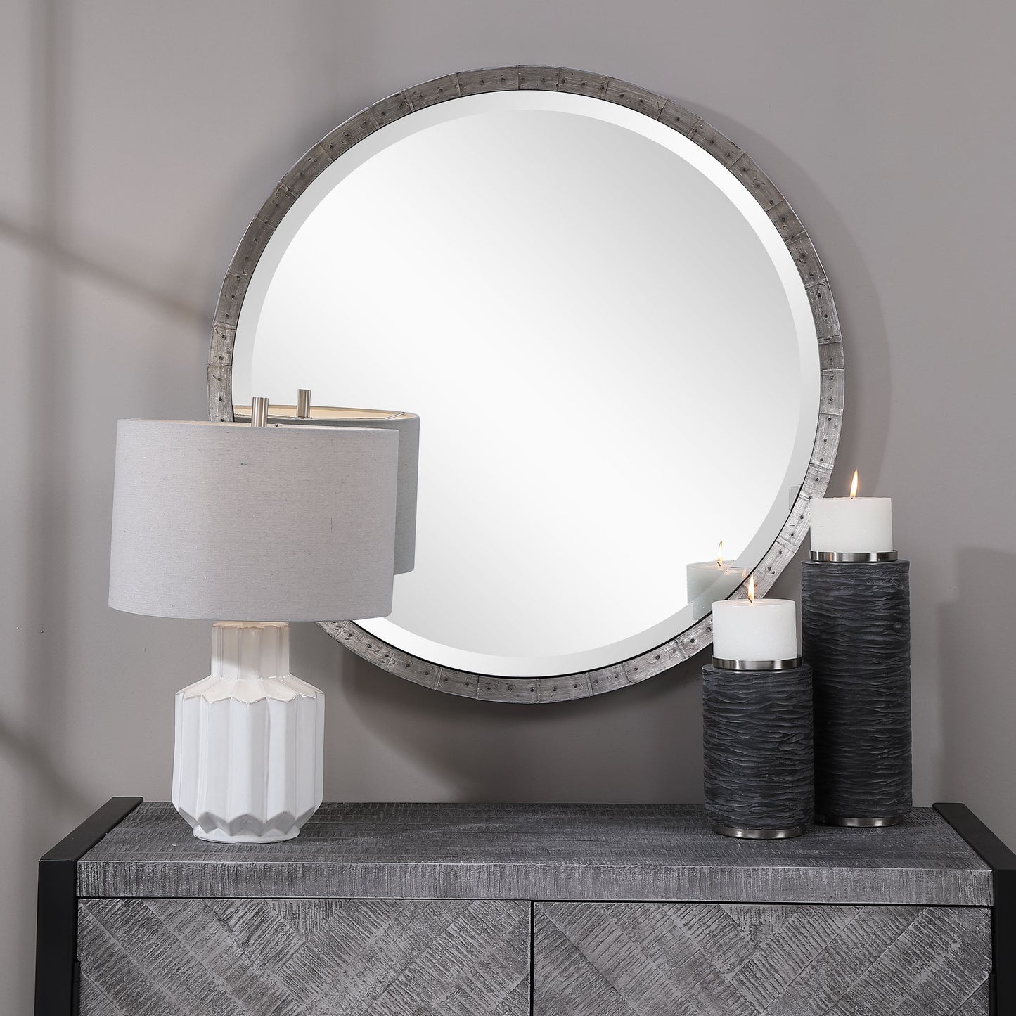 Uttermost 09645 Bartow Industrial Round Mirror